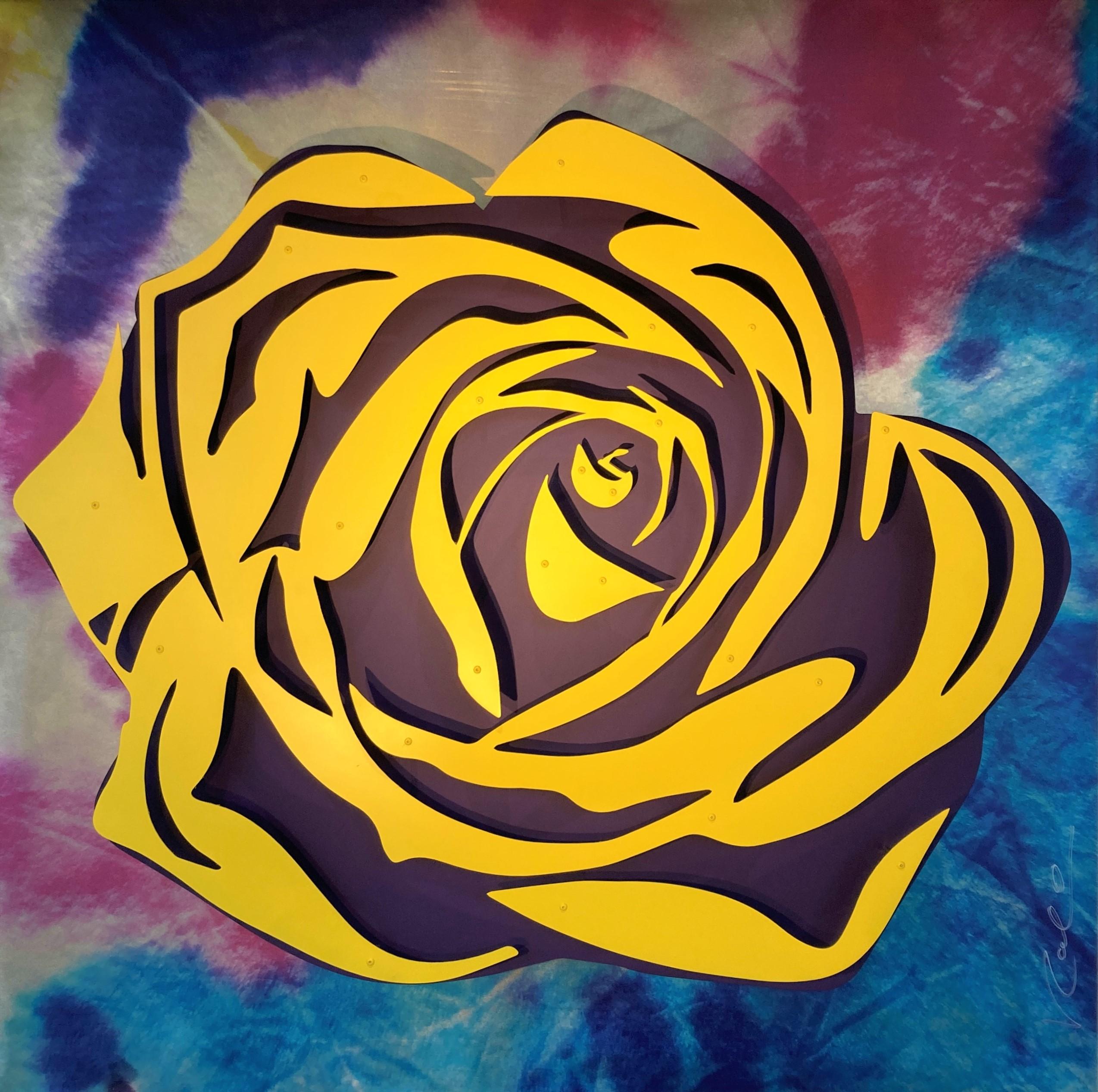 Michael Kalish Abstract Painting - Rose - Yellow on Abstract 