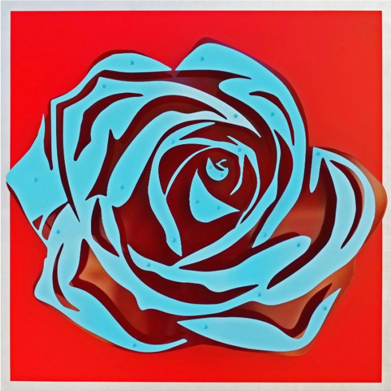 Six Roses - Beige Abstract Painting par Michael Kalish