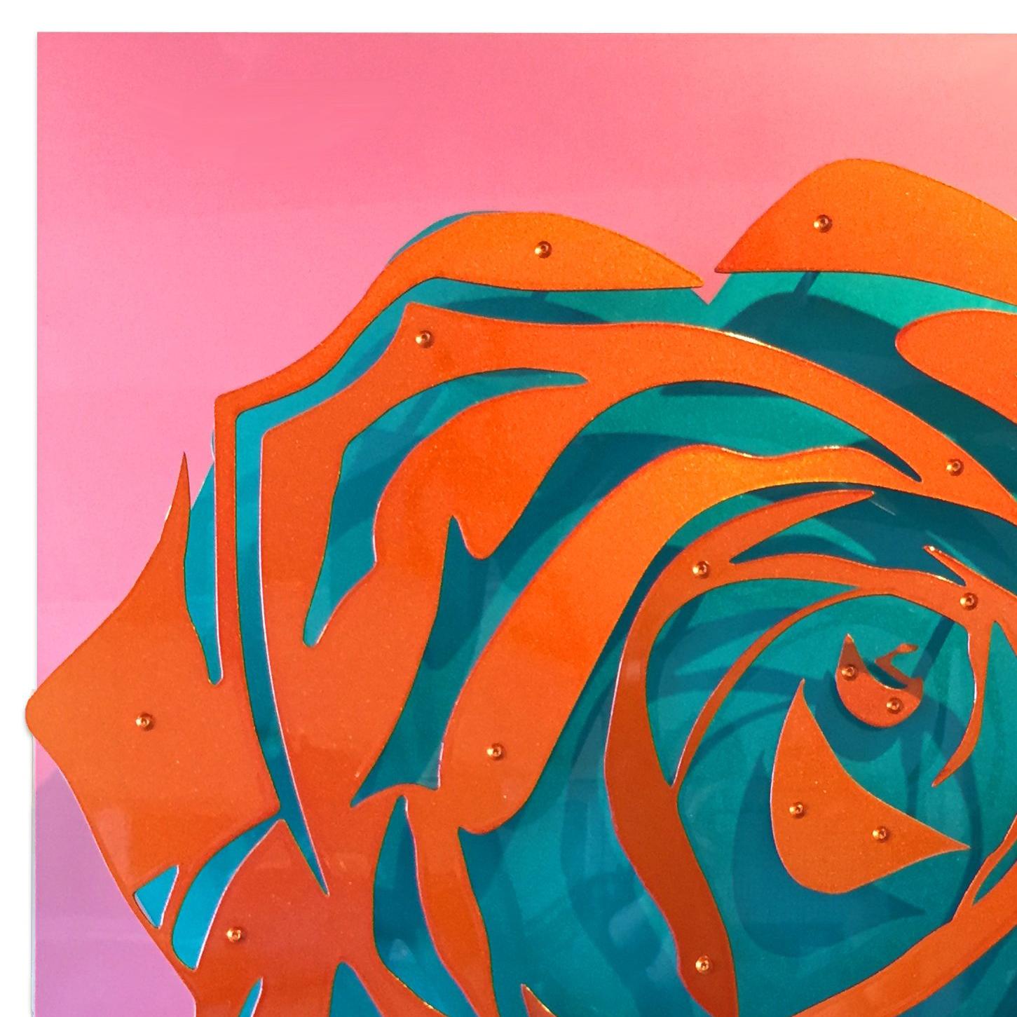 Candy Rose - Orange on Pink - Abstract Sculpture by Michael Kalish