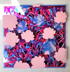 Flowers - Blue and Neon Pink