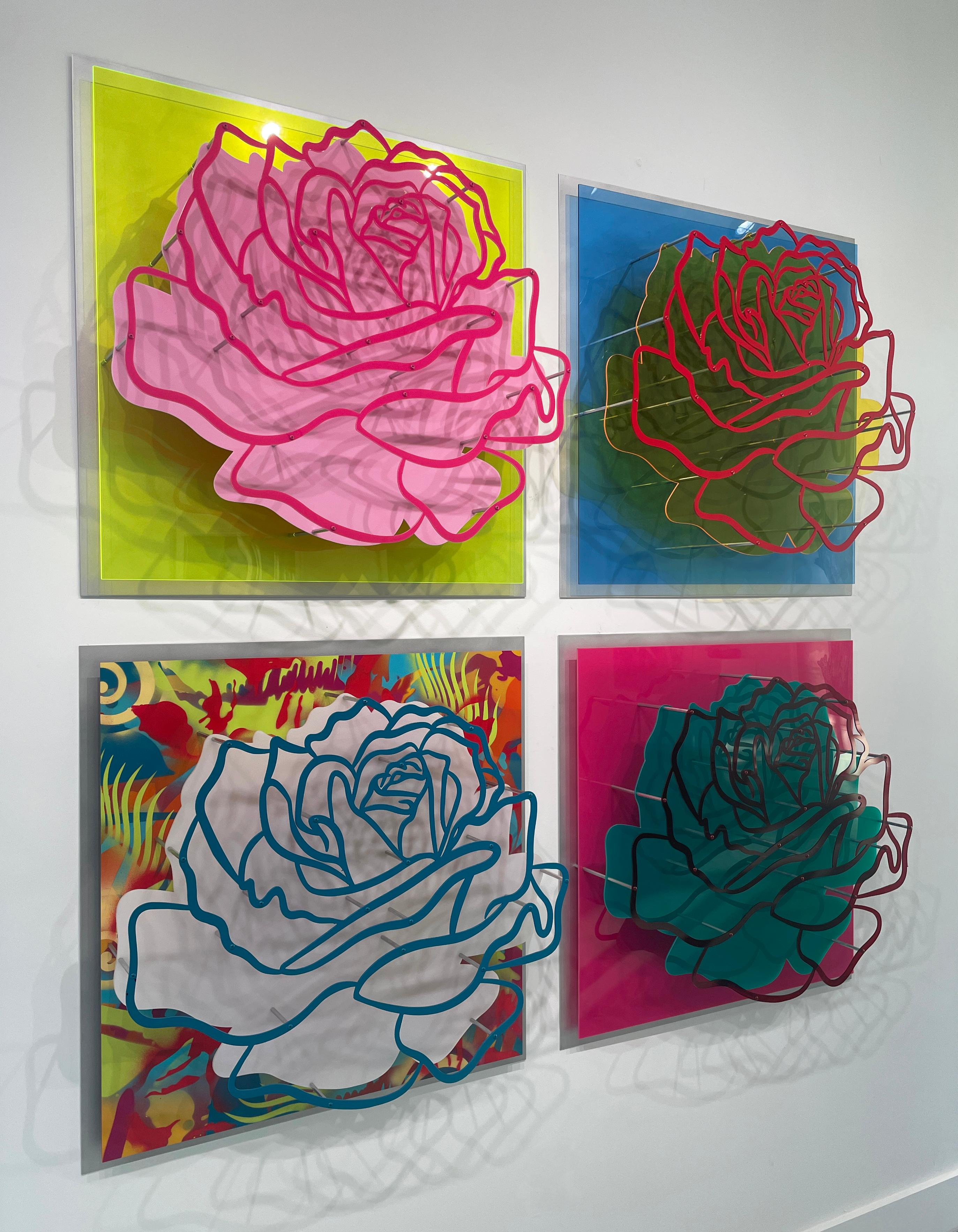 Four Roses - Wall Sculpture  - Beige Abstract Sculpture by Michael Kalish