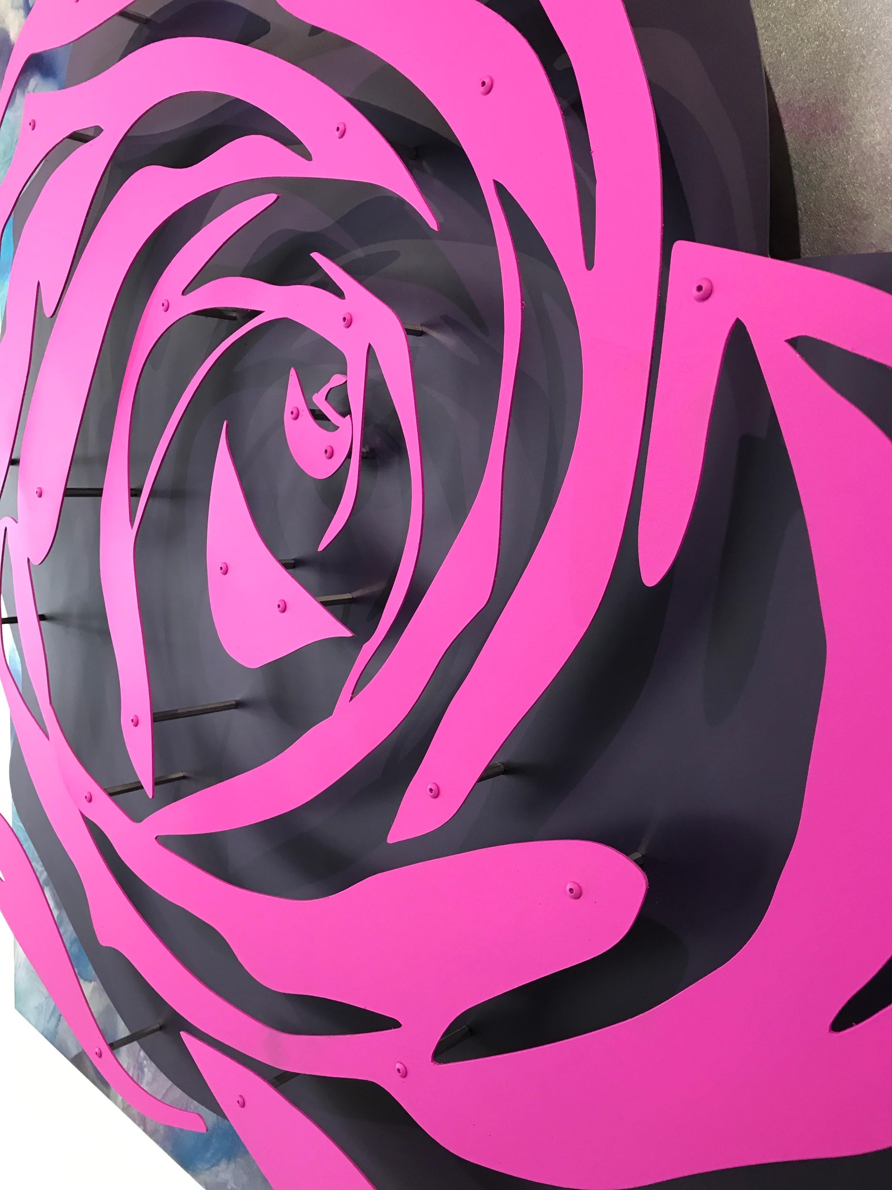 Rose - Aluminium magenta sur abstrait - Michael Kalish en vente 7