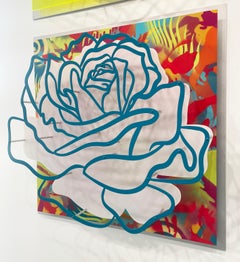 Rose, Blue on Multi - Wall sculpture