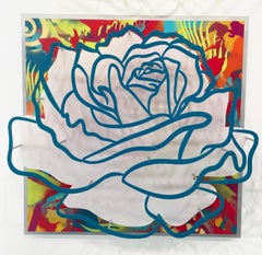 Rose, Blue on Multi - Wall sculpture