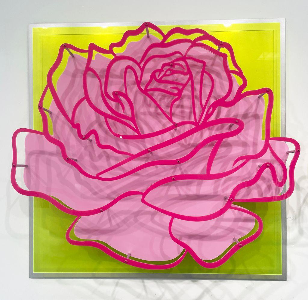 Michael Kalish Abstract Sculpture - Rose - Pink on Green 
