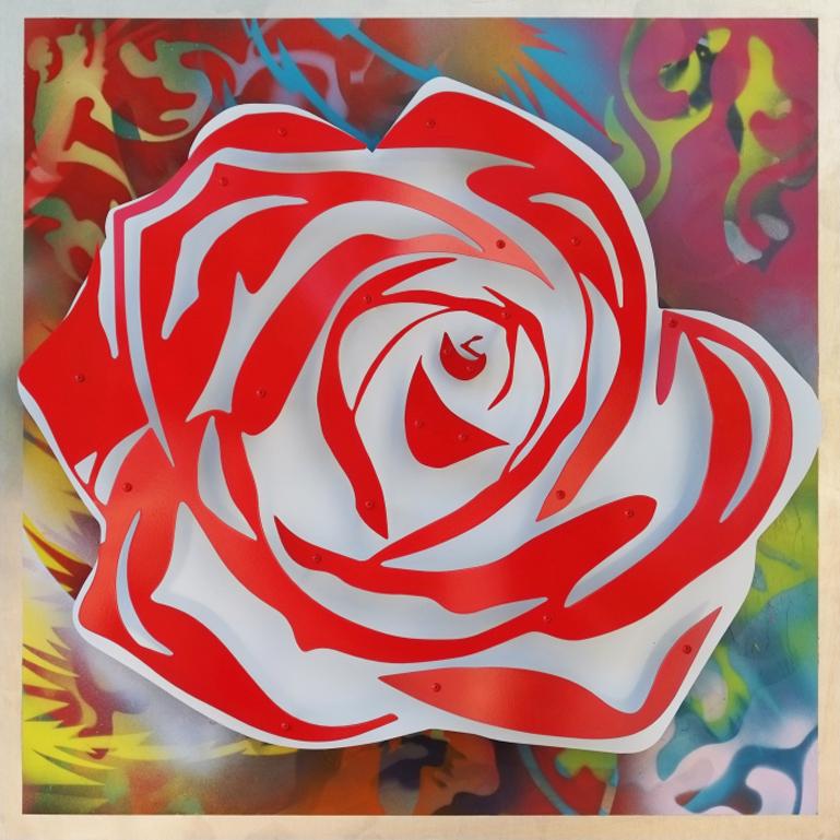 Michael Kalish Figurative Sculpture - Rose - Red on Multicolor