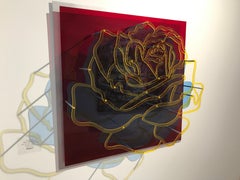 Rose, Yellow on Red - Wall sculpture by Michael Kalish