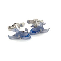 Michael Kanners 18kt White Gold Chalcedony Airplane Cuff Links