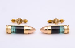 Michael Kanners Bi-Color Tourmaline Gold Bullet Cufflinks