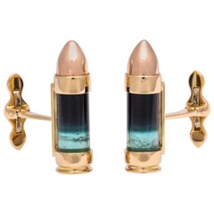 Michael Kanners Bi-Color Tourmaline Gold Bullet Cufflinks