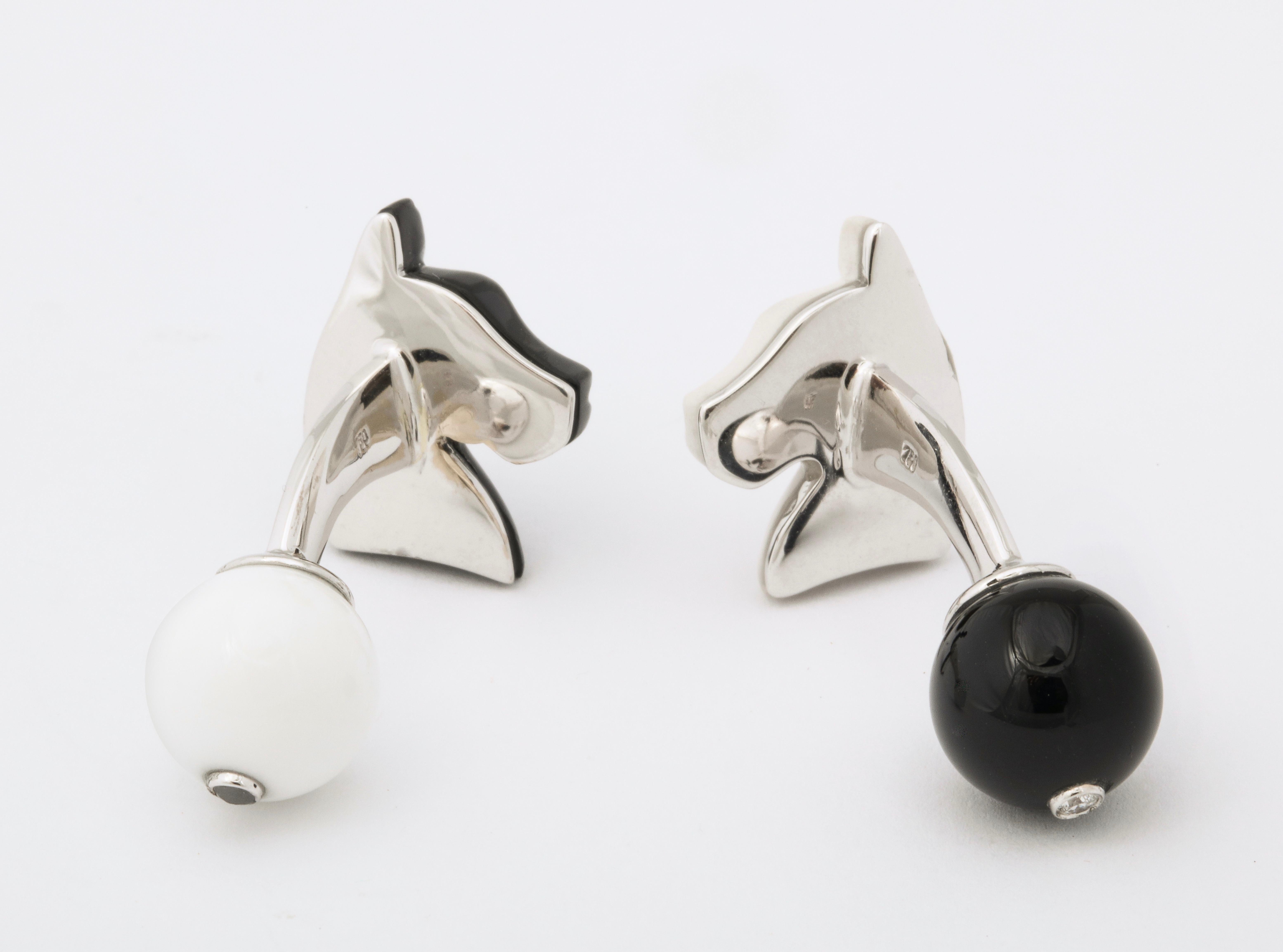 Michael Kanners Black and White Horse Cufflinks For Sale 5
