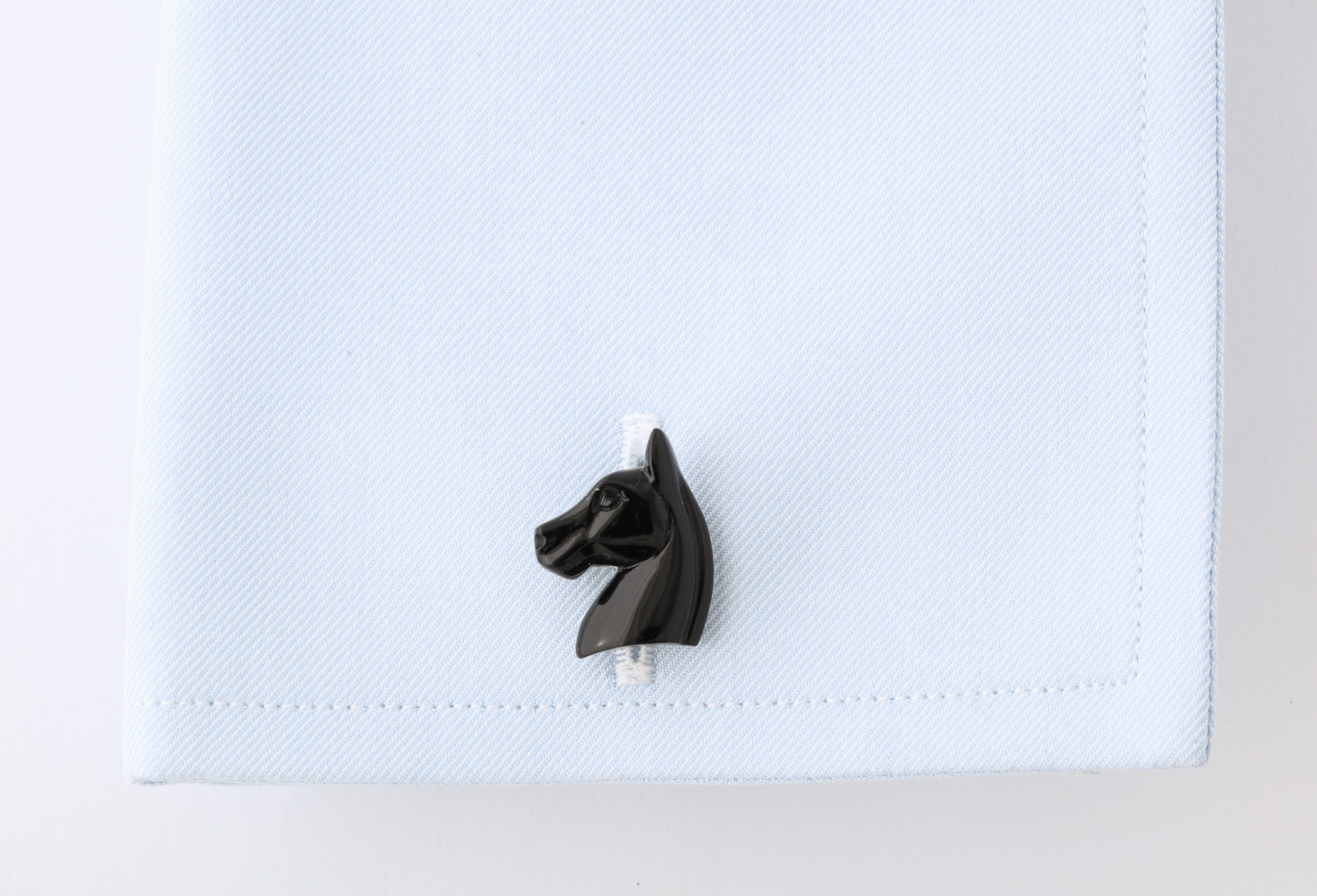 Mixed Cut Michael Kanners Black and White Horse Cufflinks