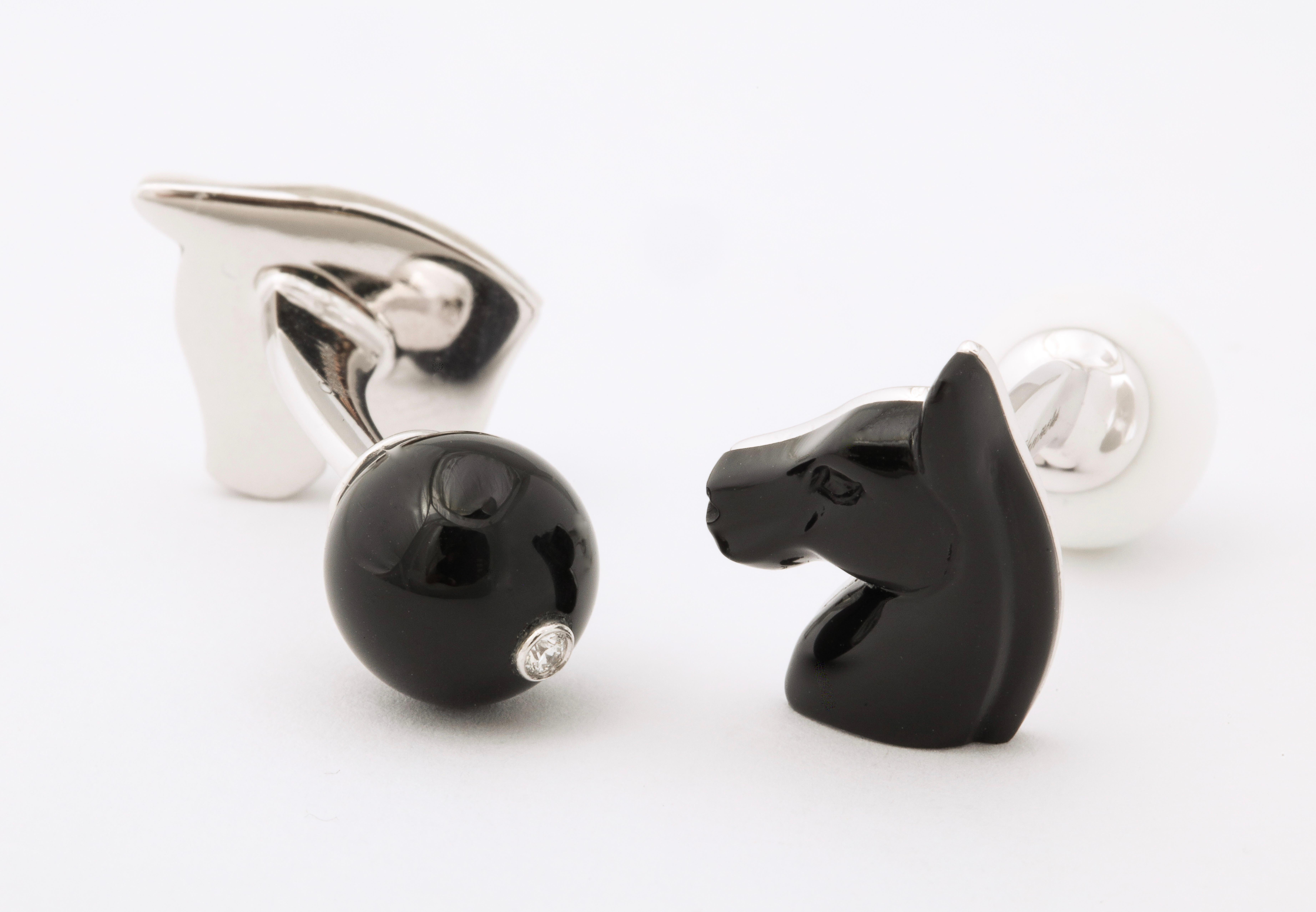 Michael Kanners Black and White Horse Cufflinks For Sale 2