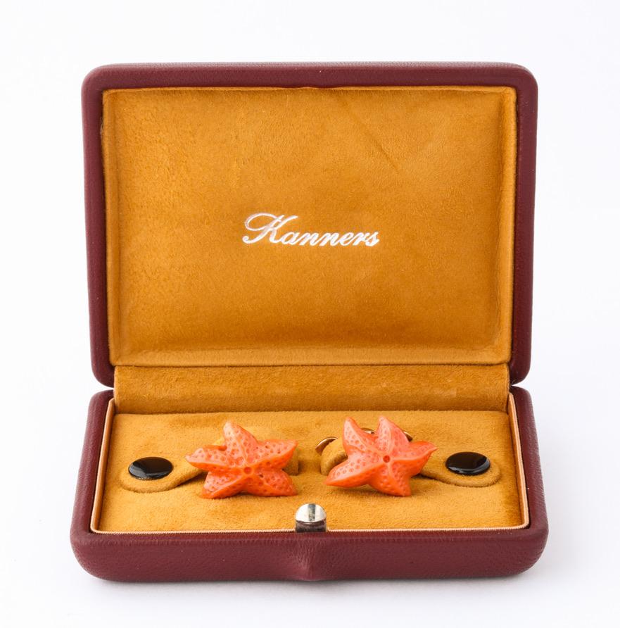 Michael Kanners Carved Coral Starfish Cufflinks 6