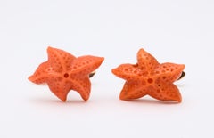 Michael Kanners Carved Coral Starfish Cufflinks