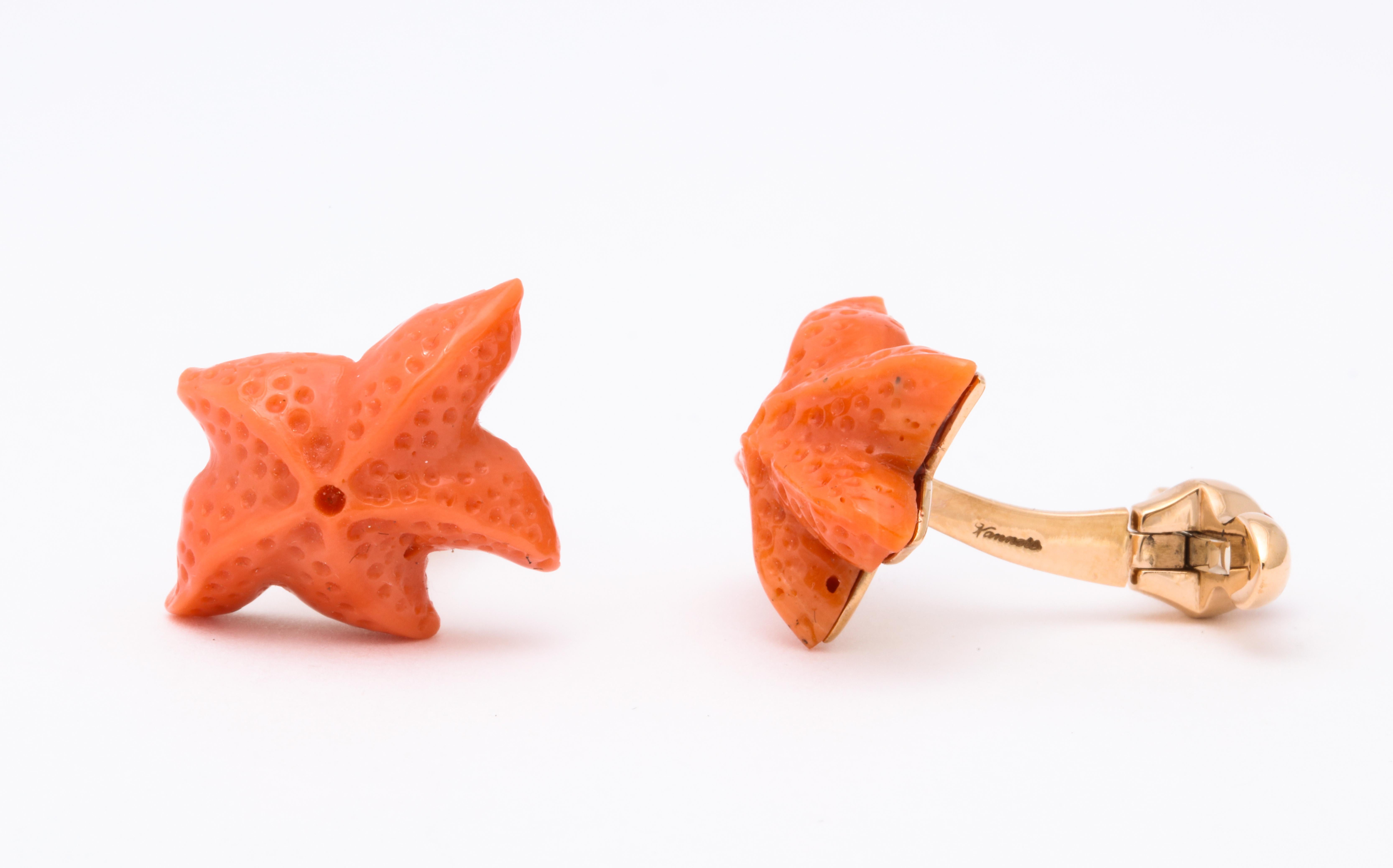 Women's or Men's Michael Kanners Carved Coral Starfish Cufflinks