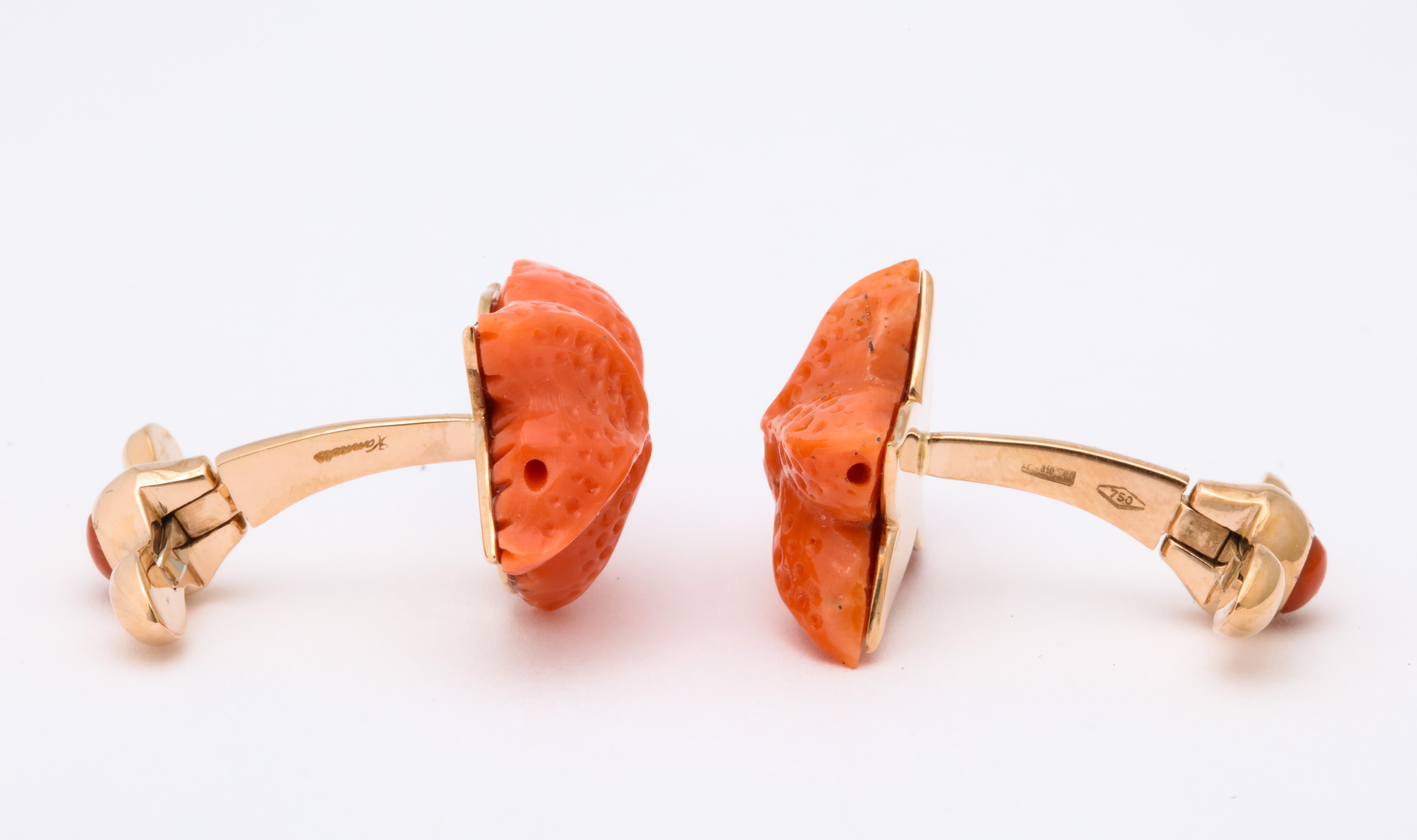 Mixed Cut Michael Kanners Carved Coral Starfish Cufflinks