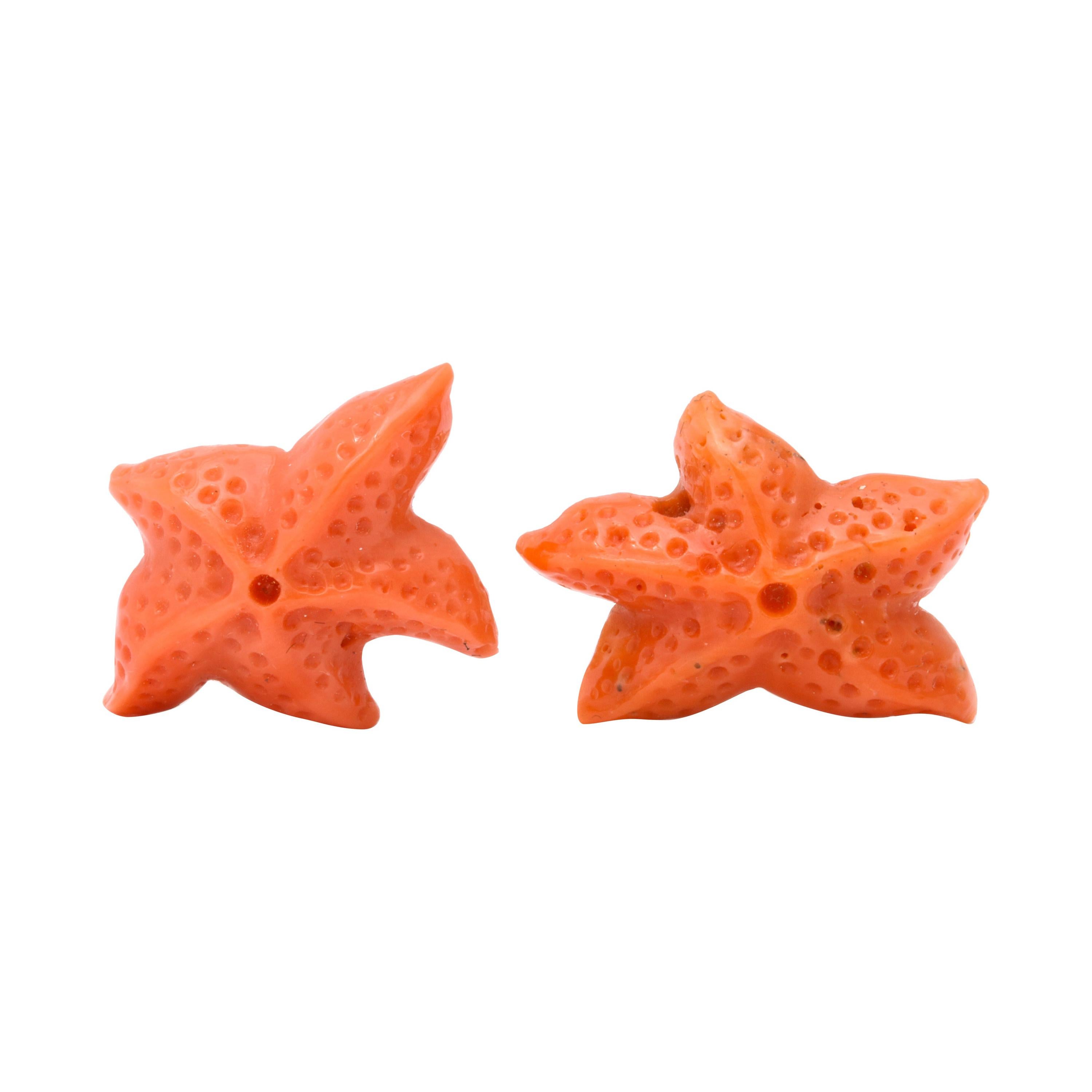 Michael Kanners Carved Coral Starfish Cufflinks