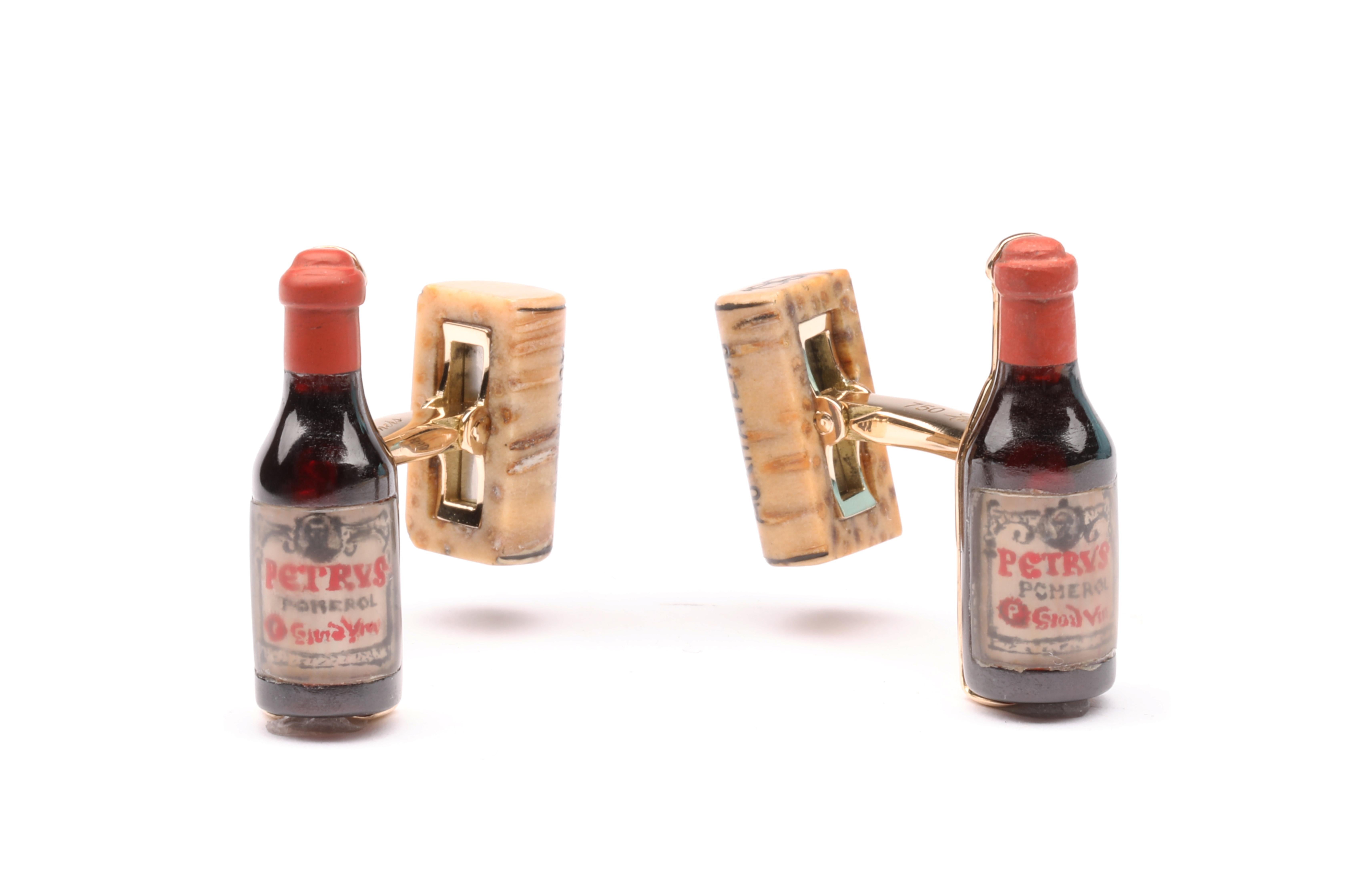 For the true connoisseur of fine wines, these are the absolute finest wine themed cufflinks.  The work involved in their creation is as painstaking, and nearly as time consuming, as the vintage wine which is represented.  The bottle is carved from