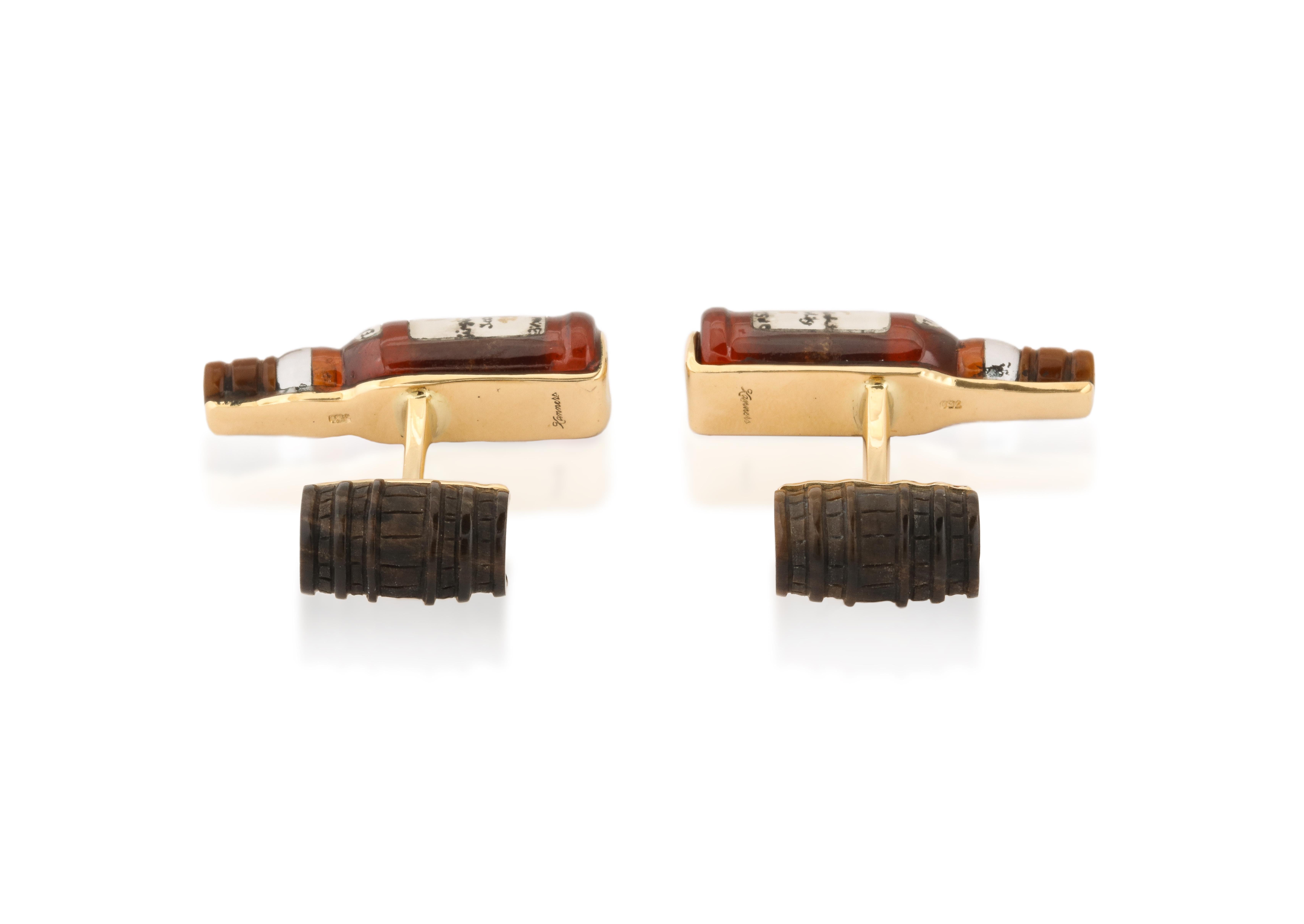Michael Kanners Carved Gemstone Whisky Cufflinks For Sale 1