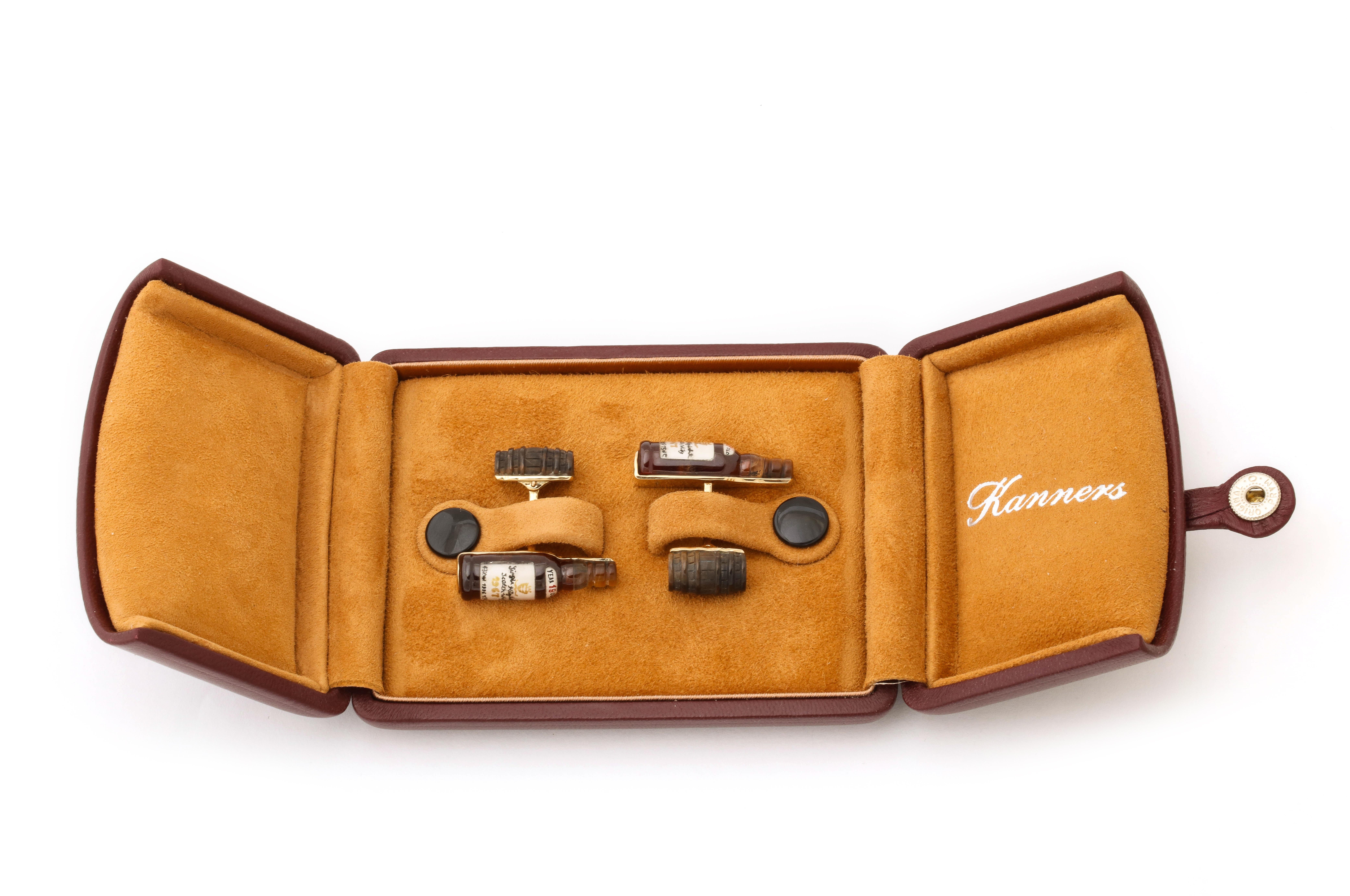 Michael Kanners Carved Gemstone Whisky Cufflinks For Sale 2
