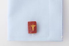 Michael Kanners Carved Stone Caduceus Book Cufflinks