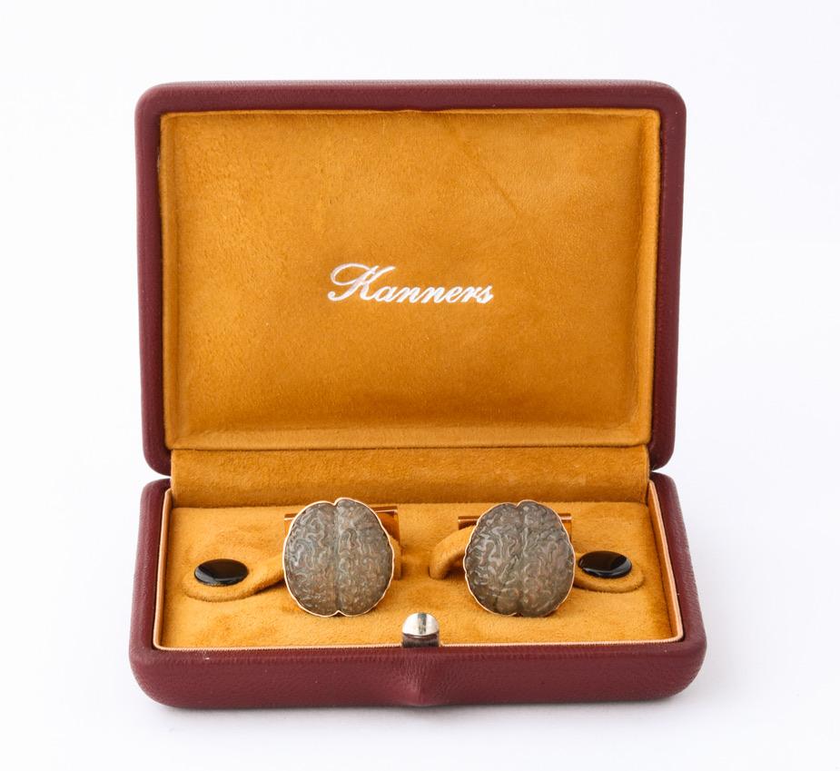 Michael Kanners Carved Stone Einstein's Brain Cufflinks 6