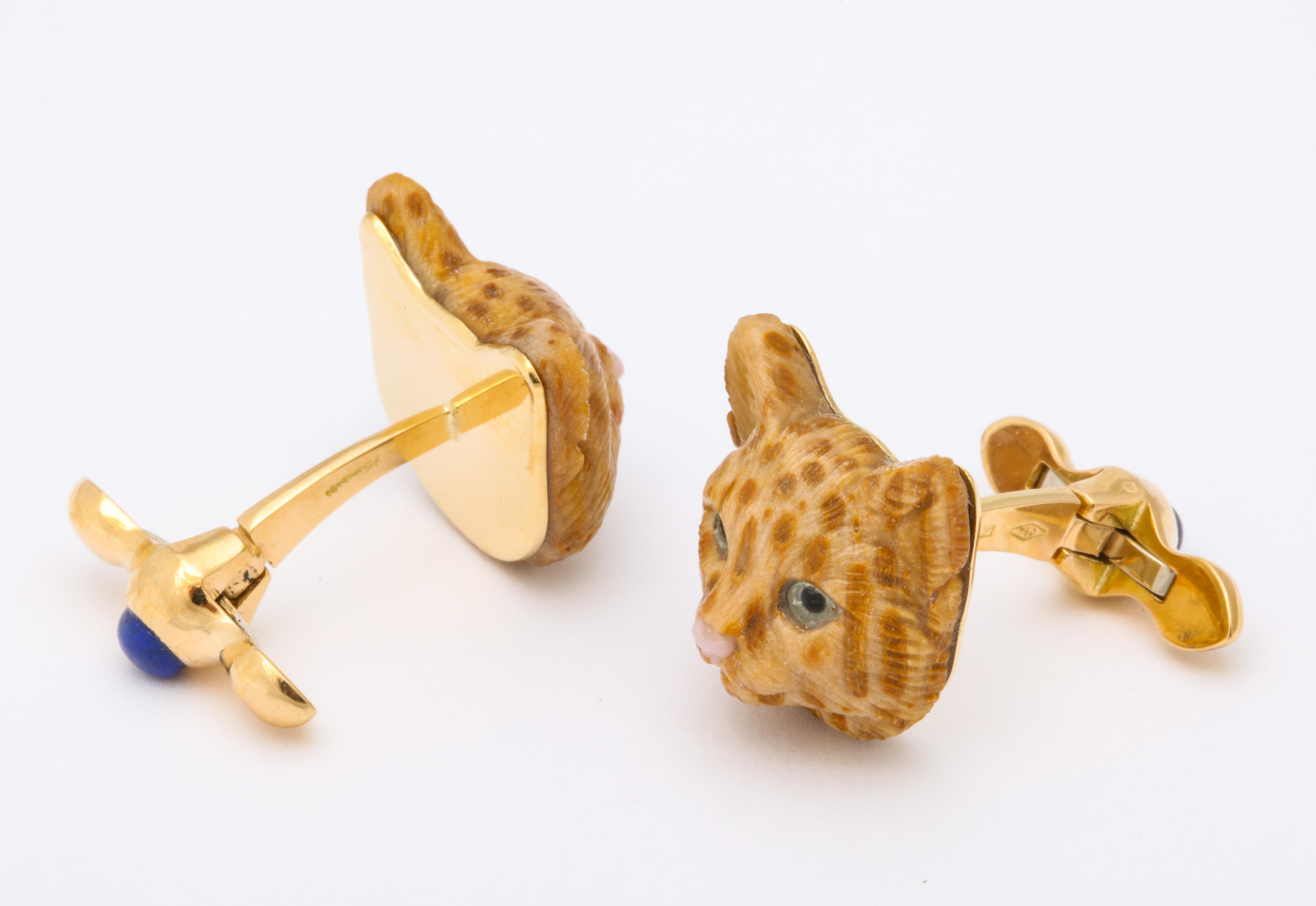 Cabochon Michael Kanners Cat Cufflinks For Sale