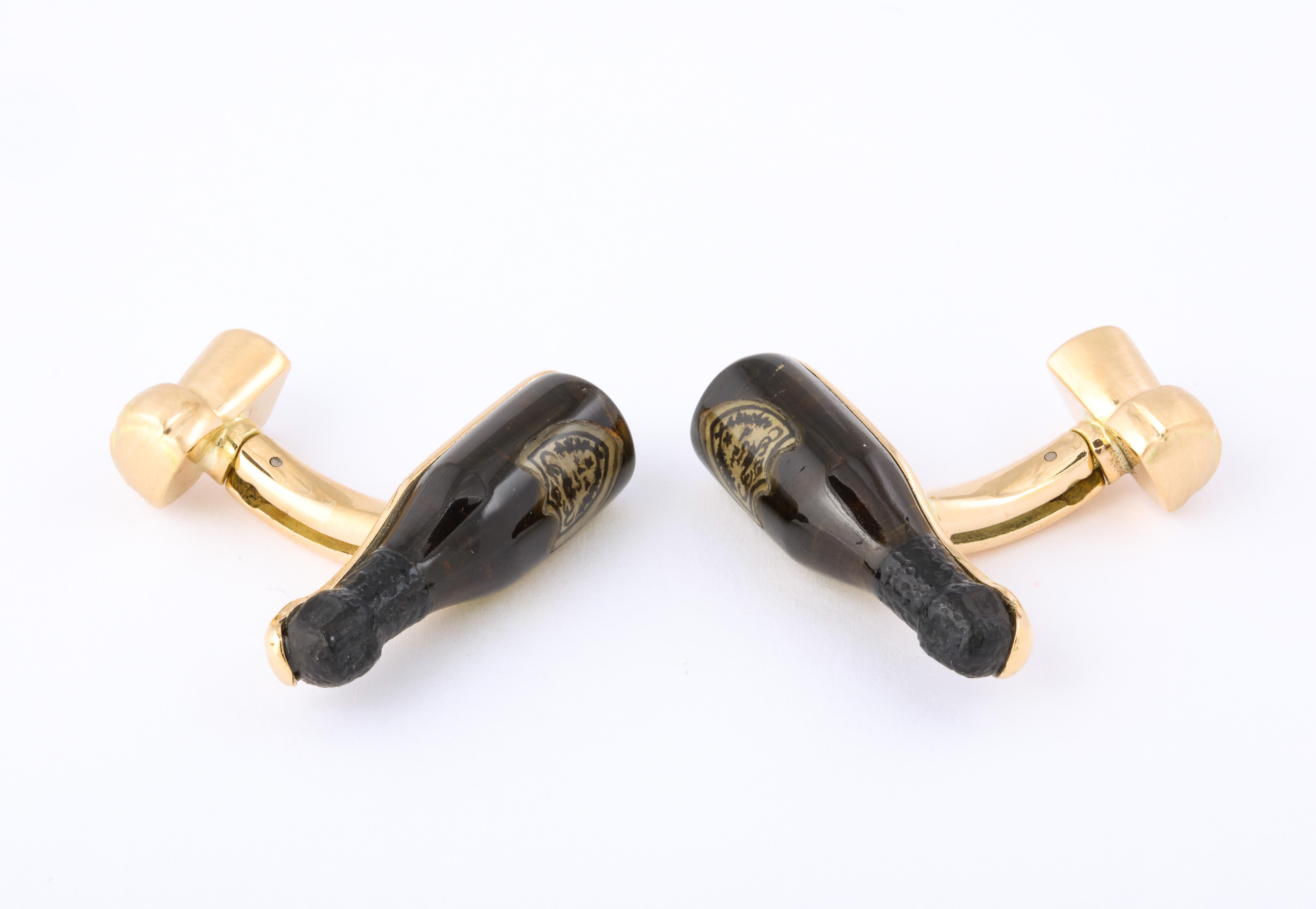Michael Kanners Champagne Cufflinks In New Condition In Bal Harbour, FL