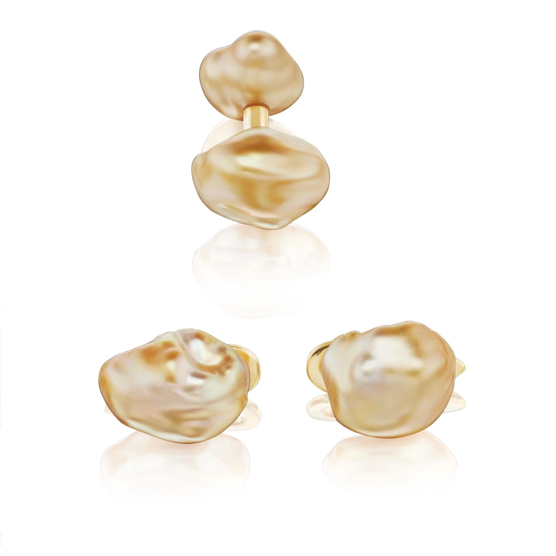 Mixed Cut Michael Kanners Collectable Golden Keshi Pearl Dress Set For Sale