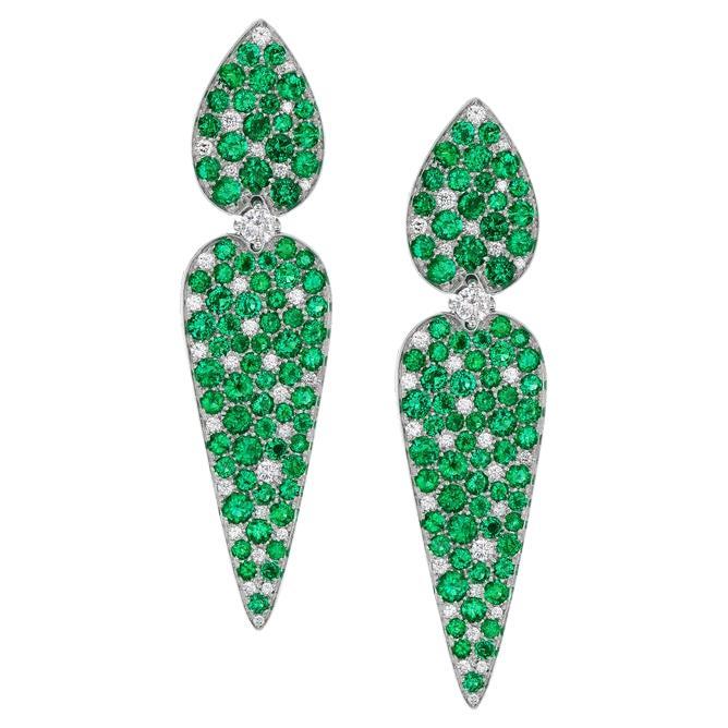 Michael Kanners Colombian Emerald Titanium Earrings For Sale
