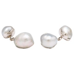 Michael Kanners Custom Made White Keshi Pearl Cufflinks