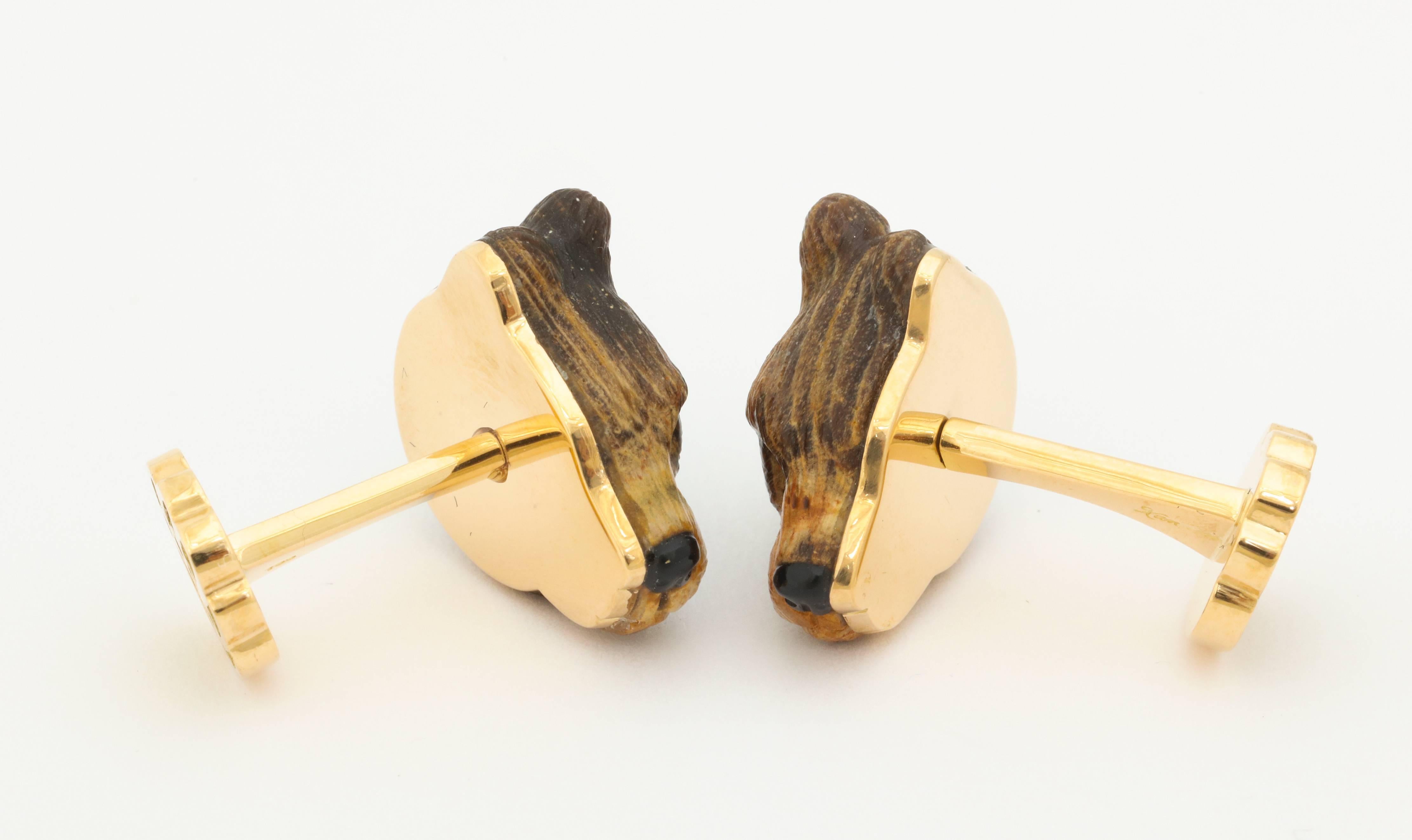 Michael Kanners Finely Carved Bear Cufflinks 1