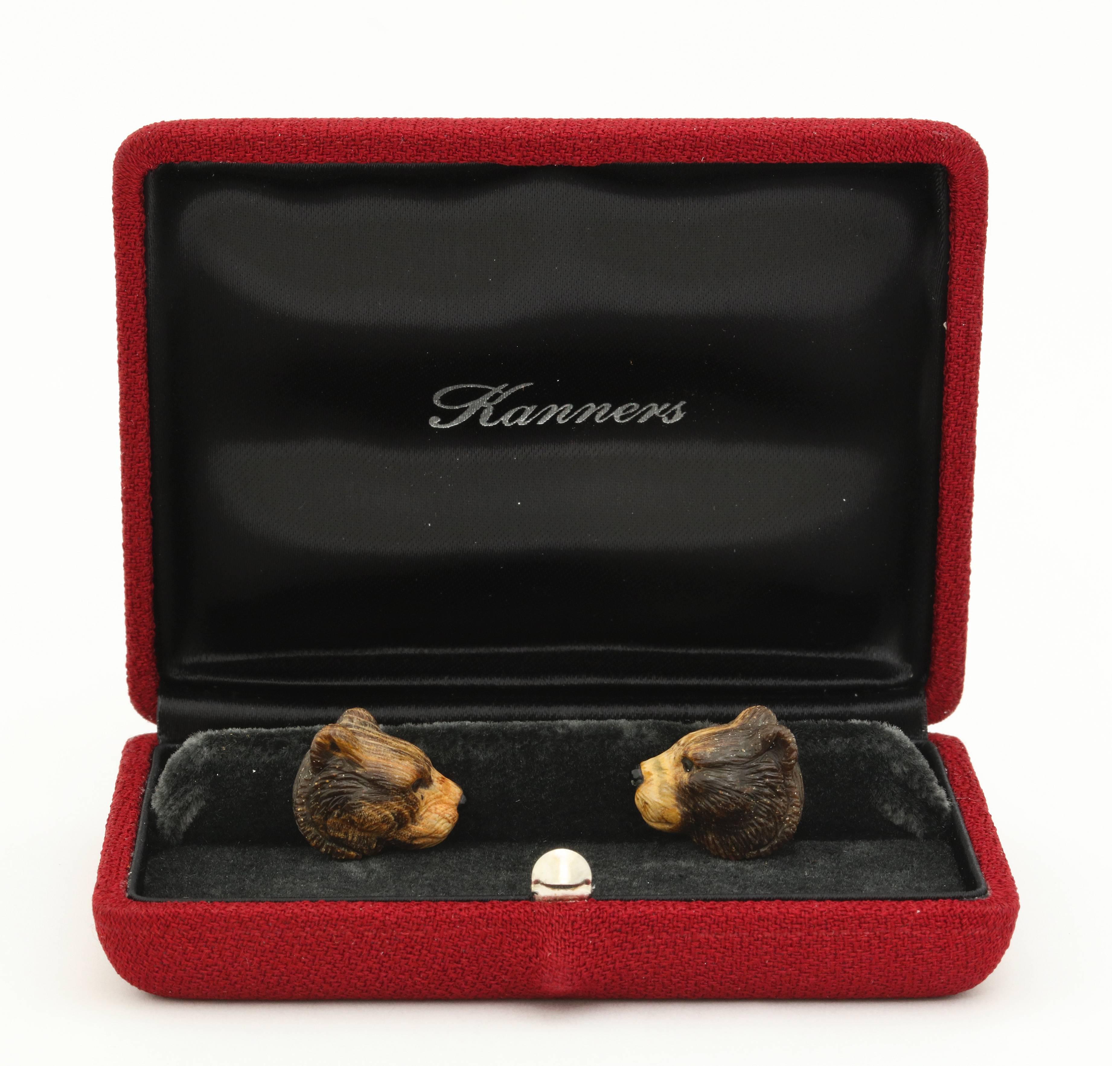 Michael Kanners Finely Carved Bear Cufflinks 3