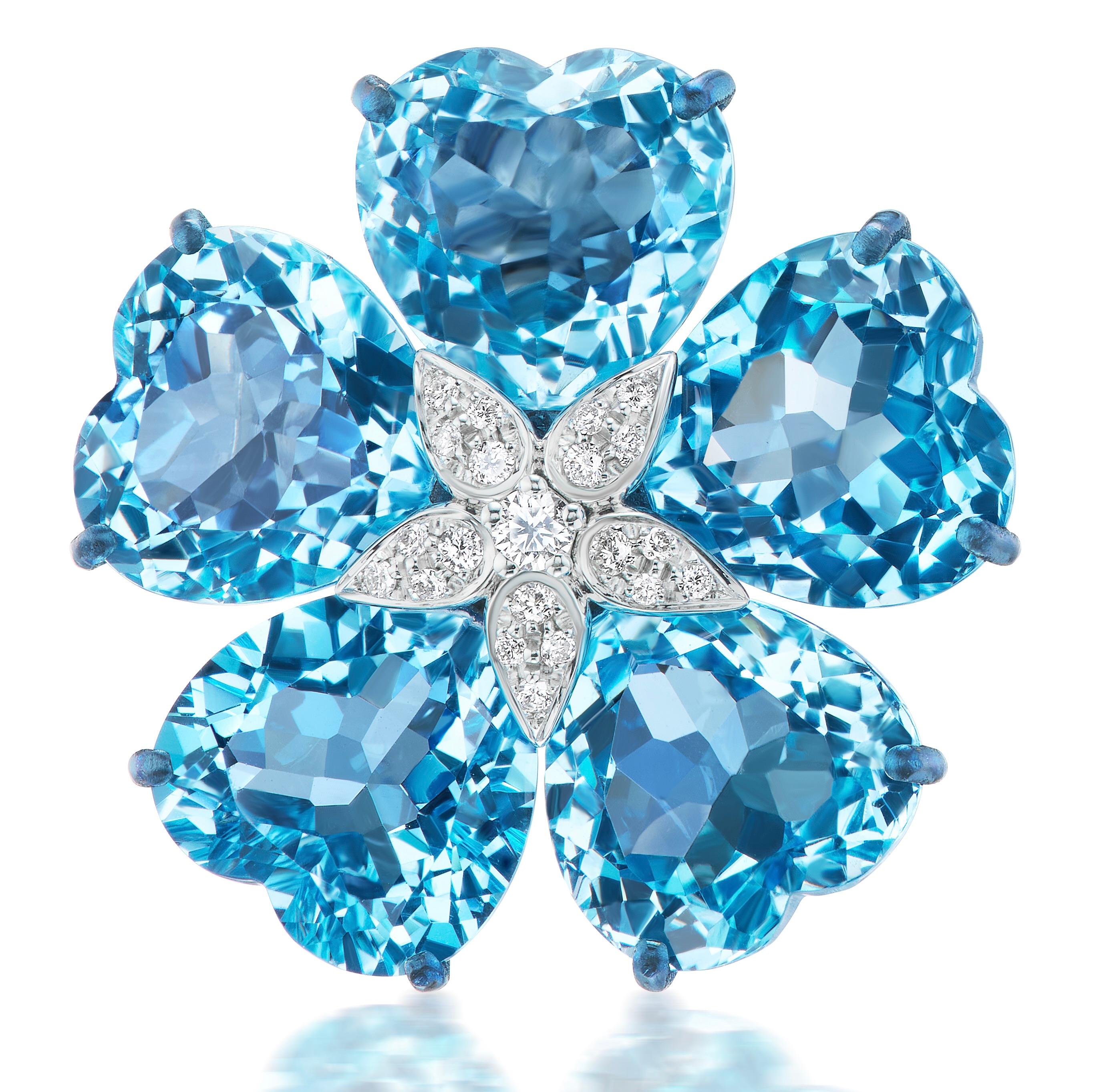 Heart Cut Michael Kanners Heart Shape Blue Topaz Diamond and Titanium Earrings For Sale