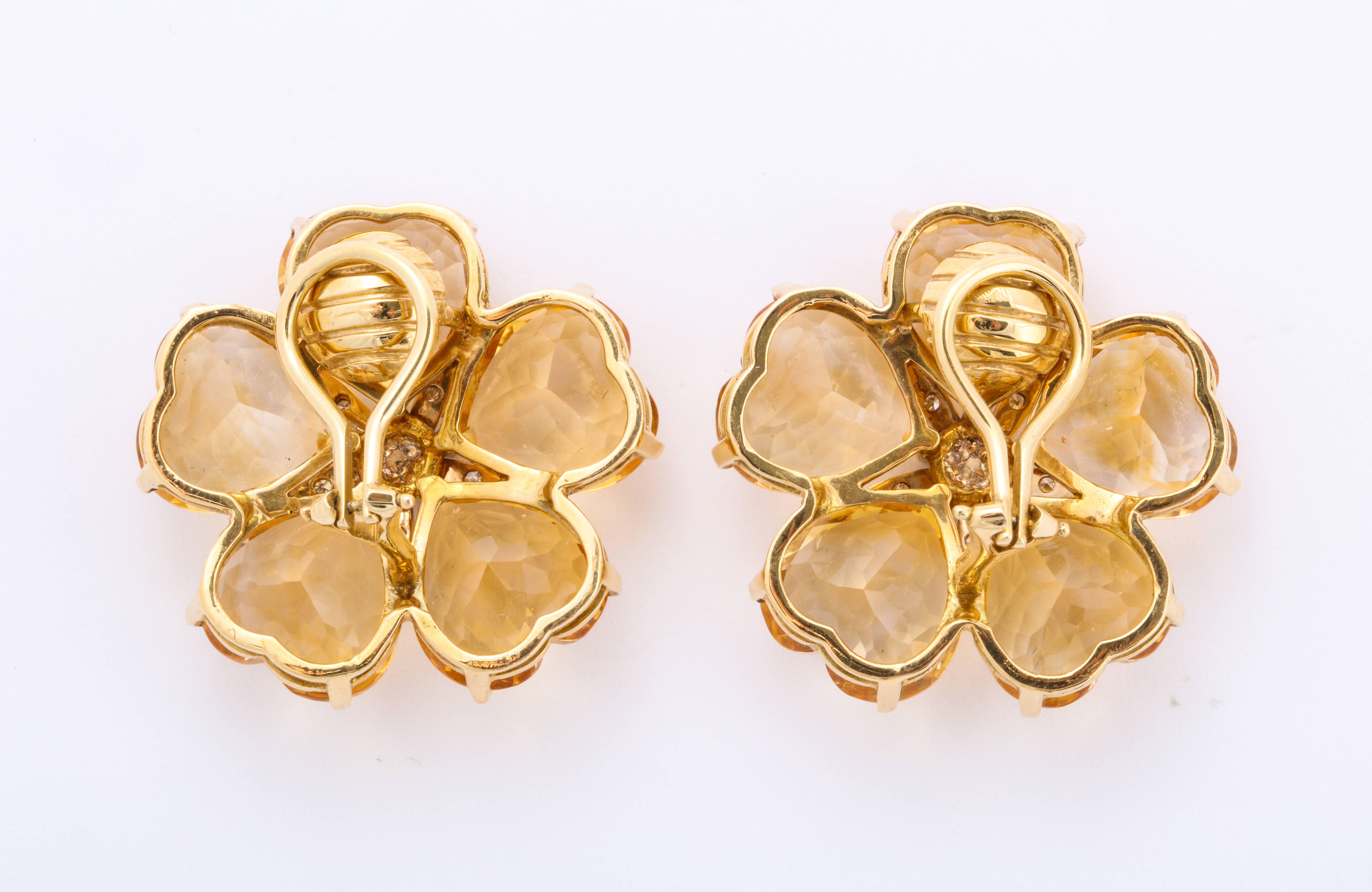 citrine flower earrings