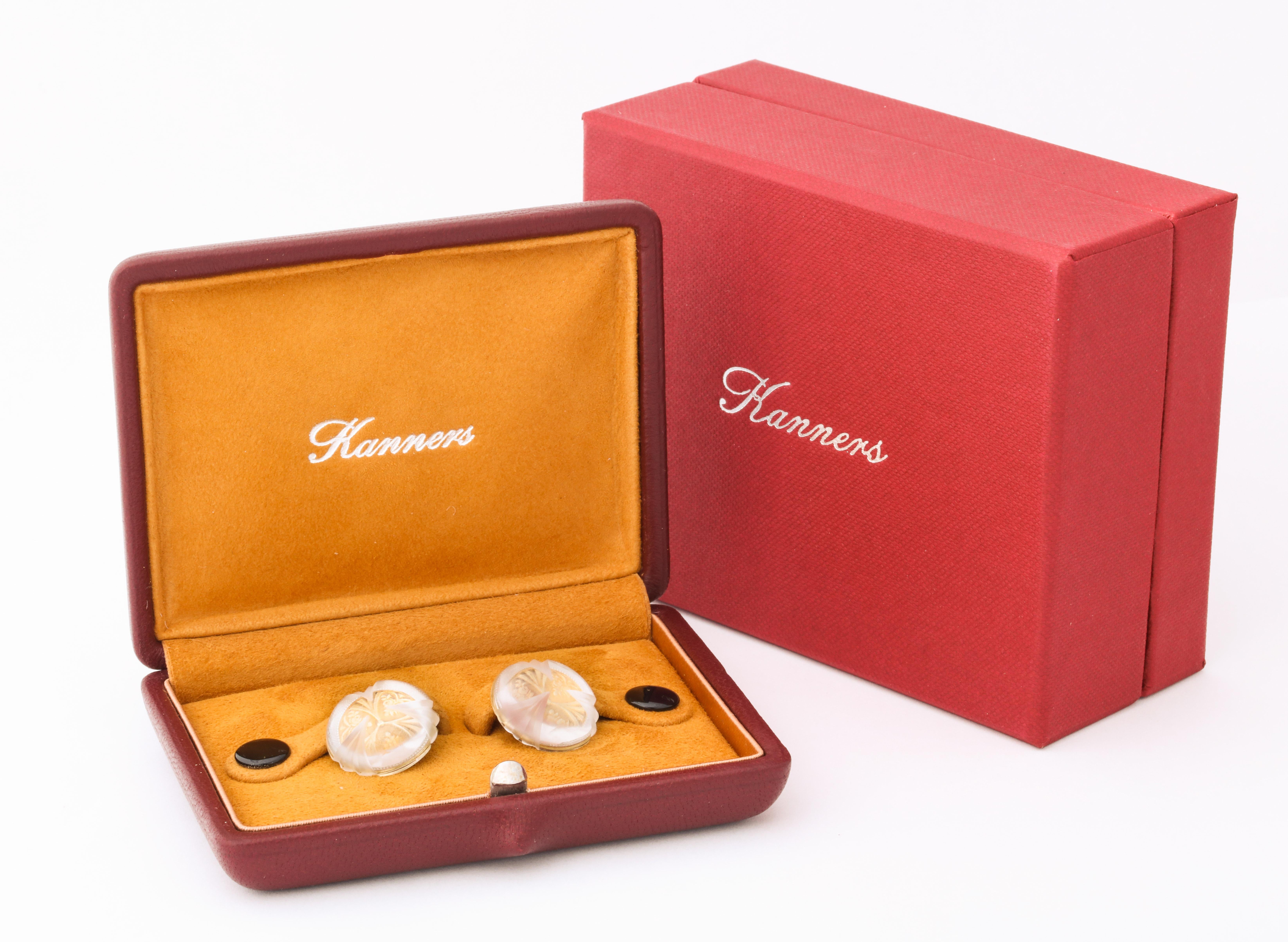 Michael Kanners Hybrid Vintage and Contemporary Gold and Rock Crystal Cufflinks For Sale 7