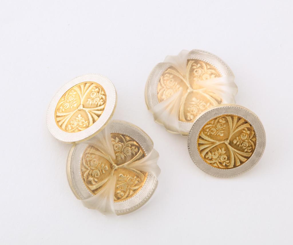 Michael Kanners Hybrid Vintage und zeitgenössische Manschettenknöpfe aus Gold und Bergkristall im Angebot 1