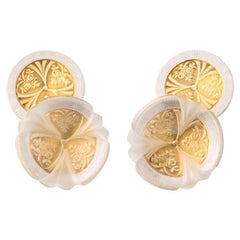 Michael Kanners Hybrid Vintage and Contemporary Gold and Rock Crystal Cufflinks