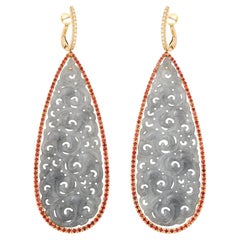 Michael Kanners Icy Jade Sapphire Diamond Gold Drop Earrings