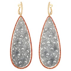 Michael Kanners, boucles d'oreilles en goutte en or, jade, saphir et diamants