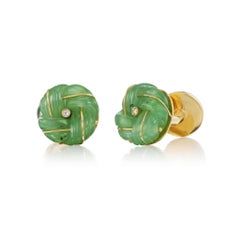 Michael Kanners Jade and Diamond Knot Cufflinks