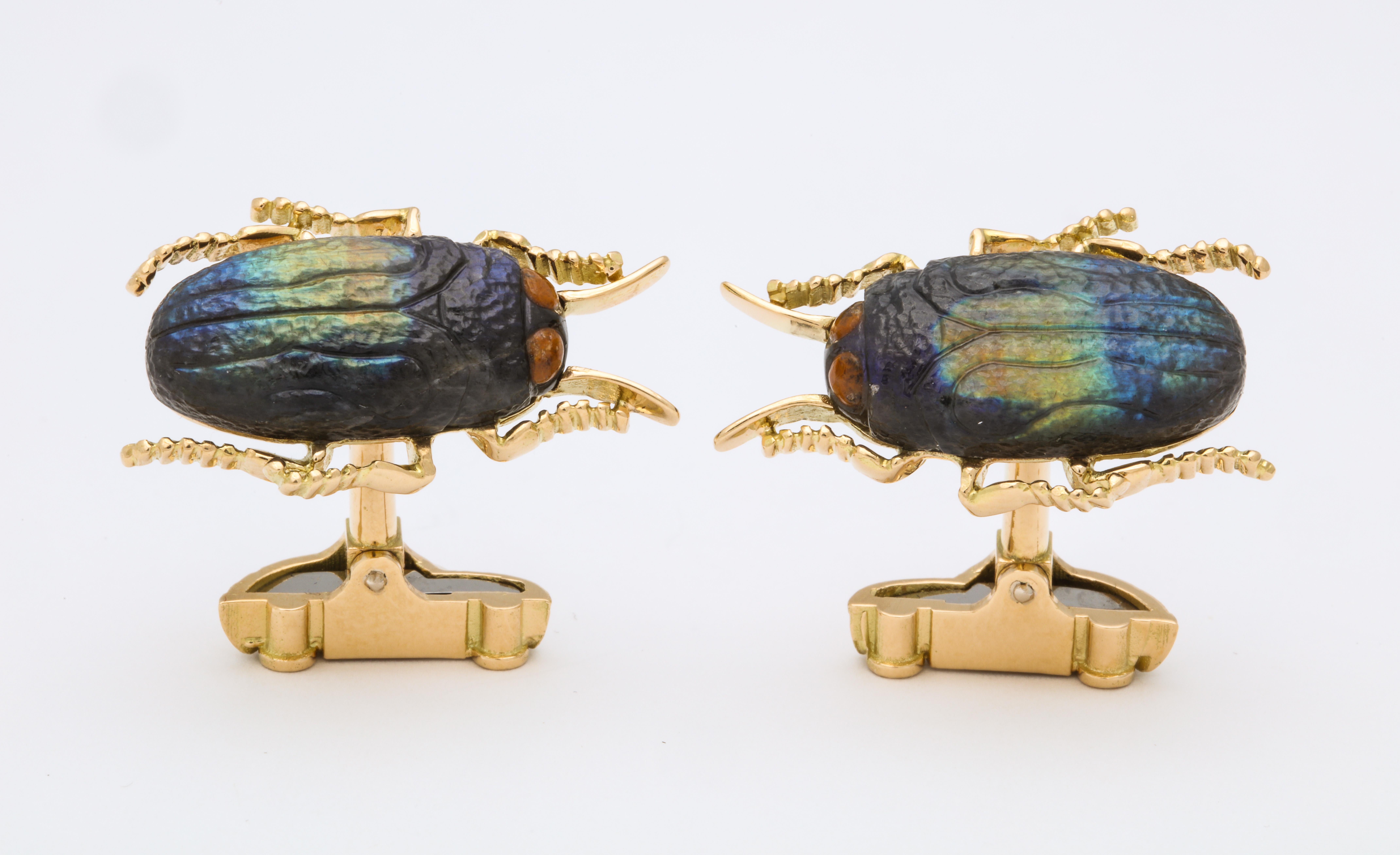 Michael Kanners Jewel Beetle Cufflinks In New Condition For Sale In Bal Harbour, FL