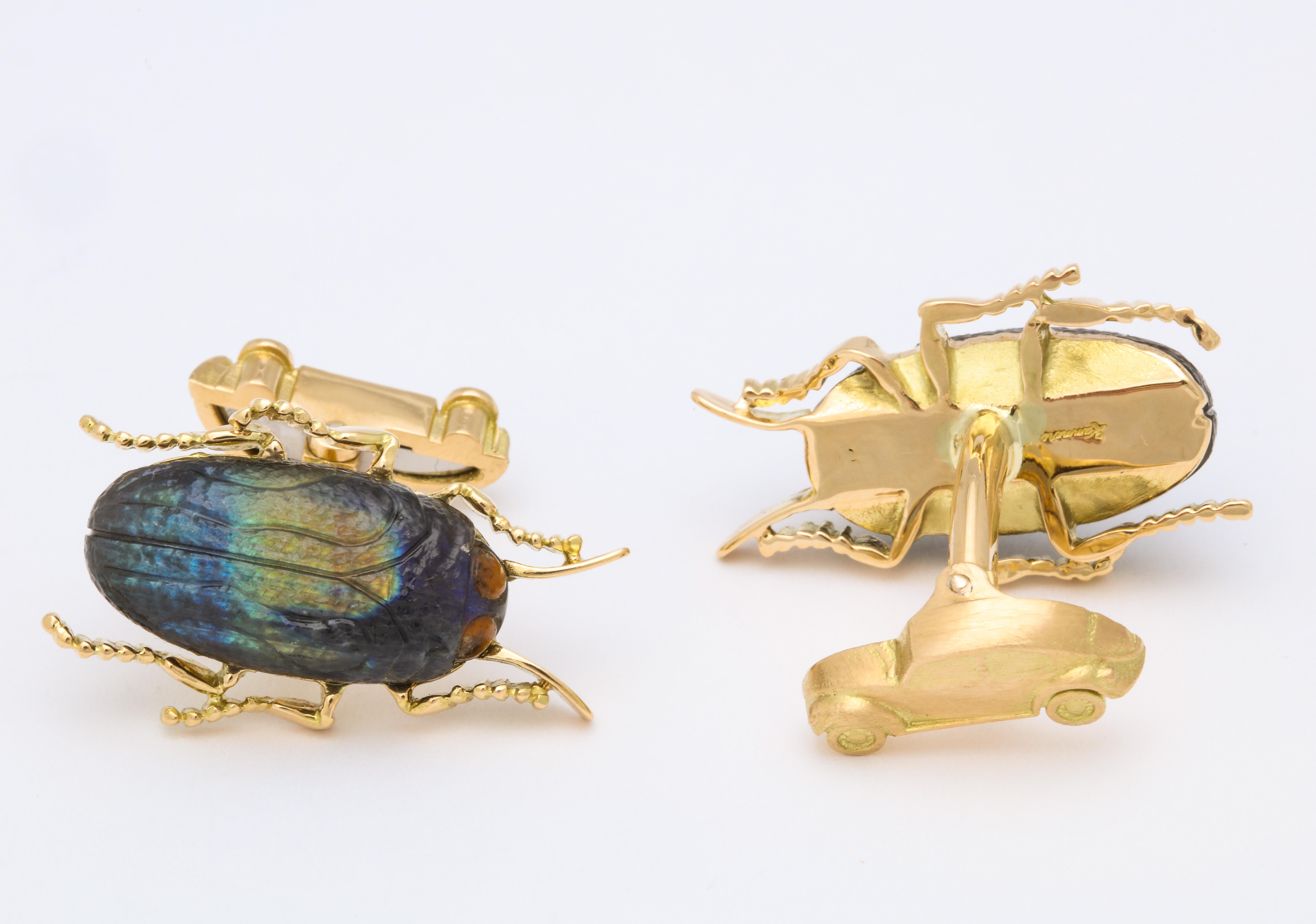 Michael Kanners Jewel Beetle Cufflinks For Sale 1