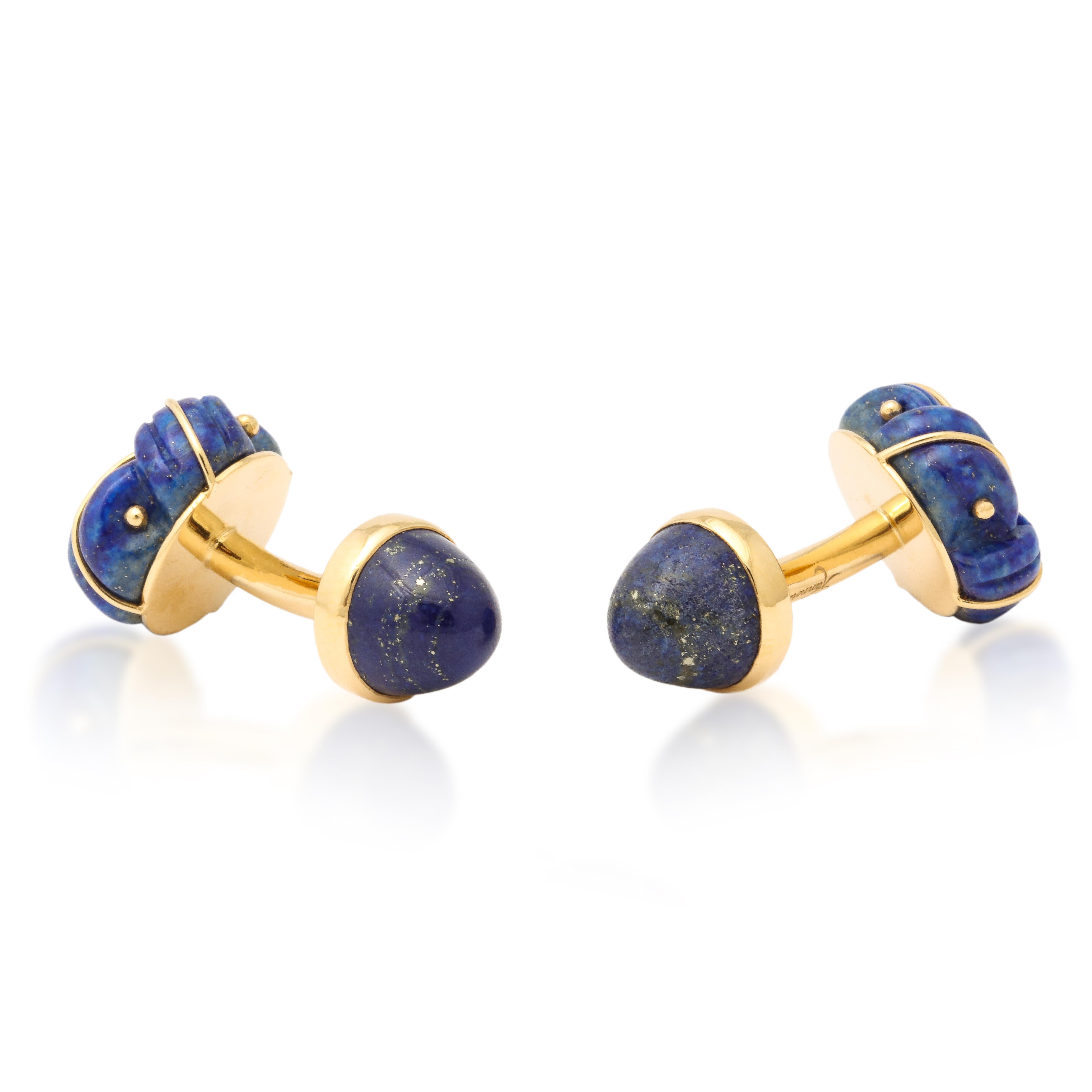 Michael Kanners Lapis-Lazuli and Diamond Knot Cufflinks In New Condition For Sale In Bal Harbour, FL