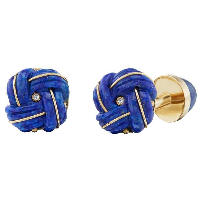 Michael Kanners Lapis-Lazuli and Diamond Knot Cufflinks