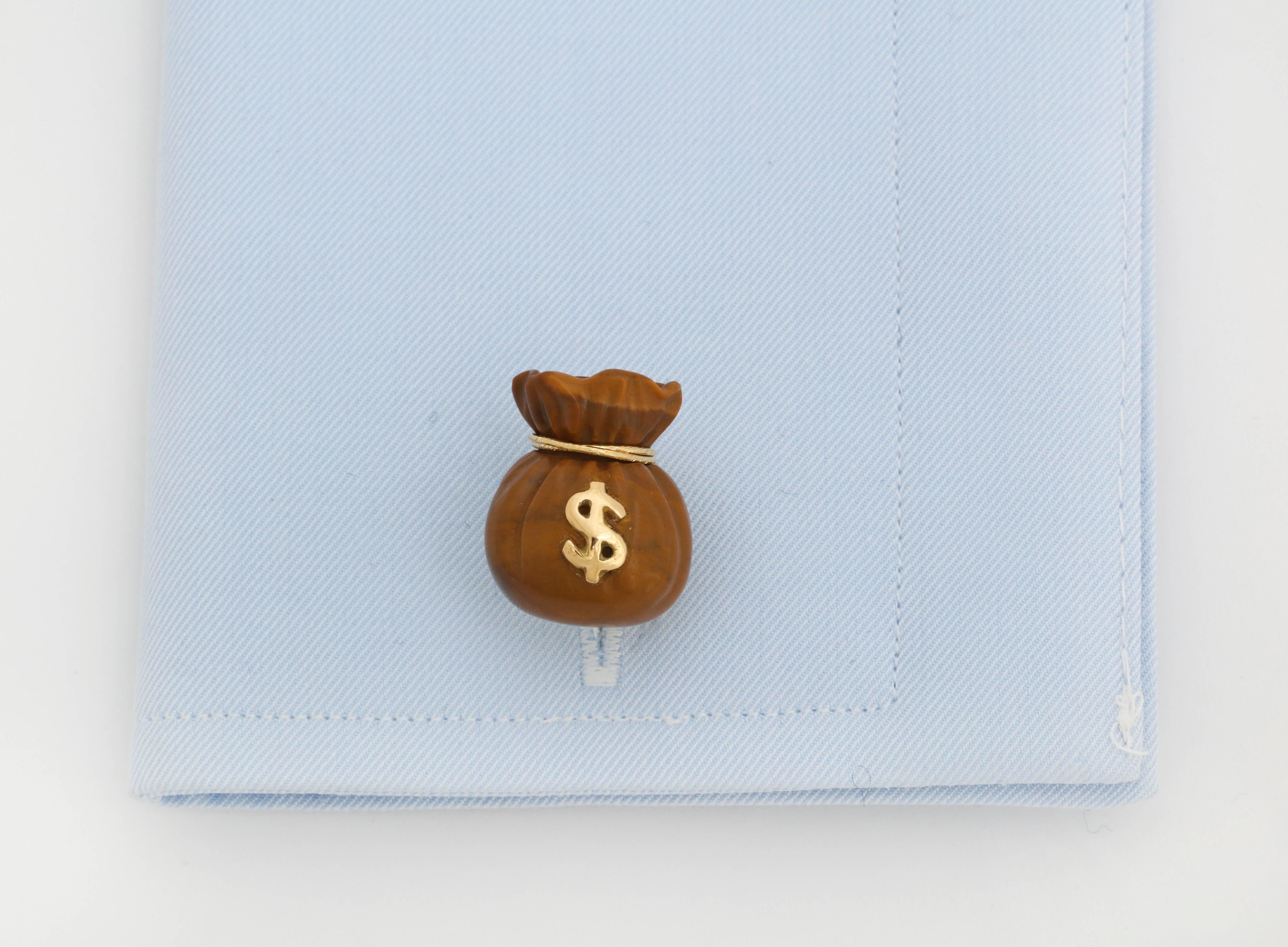 Contemporary Michael Kanners Money Bag Cufflinks For Sale