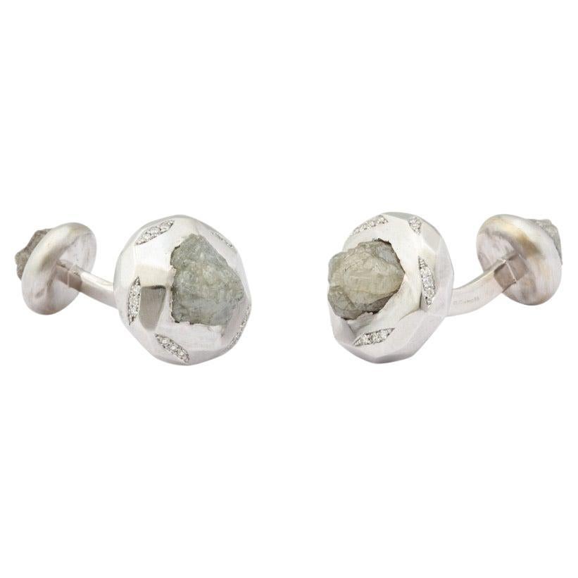 Michael Kanners Natural Rough Diamond One of a Kind Cufflinks