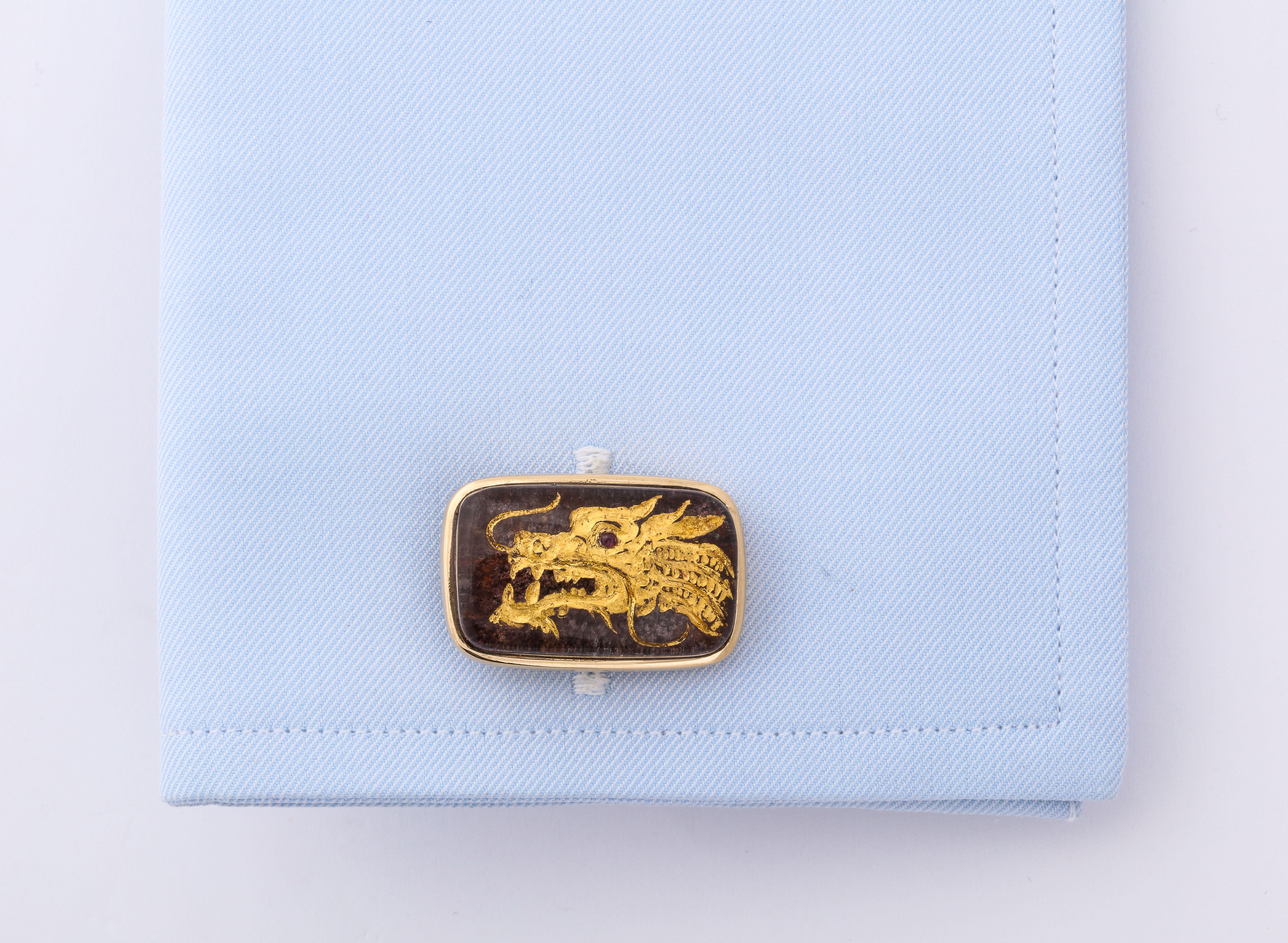 Michael Kanners One of a Kind Dragon and Phoenix Cufflinks In New Condition In Bal Harbour, FL