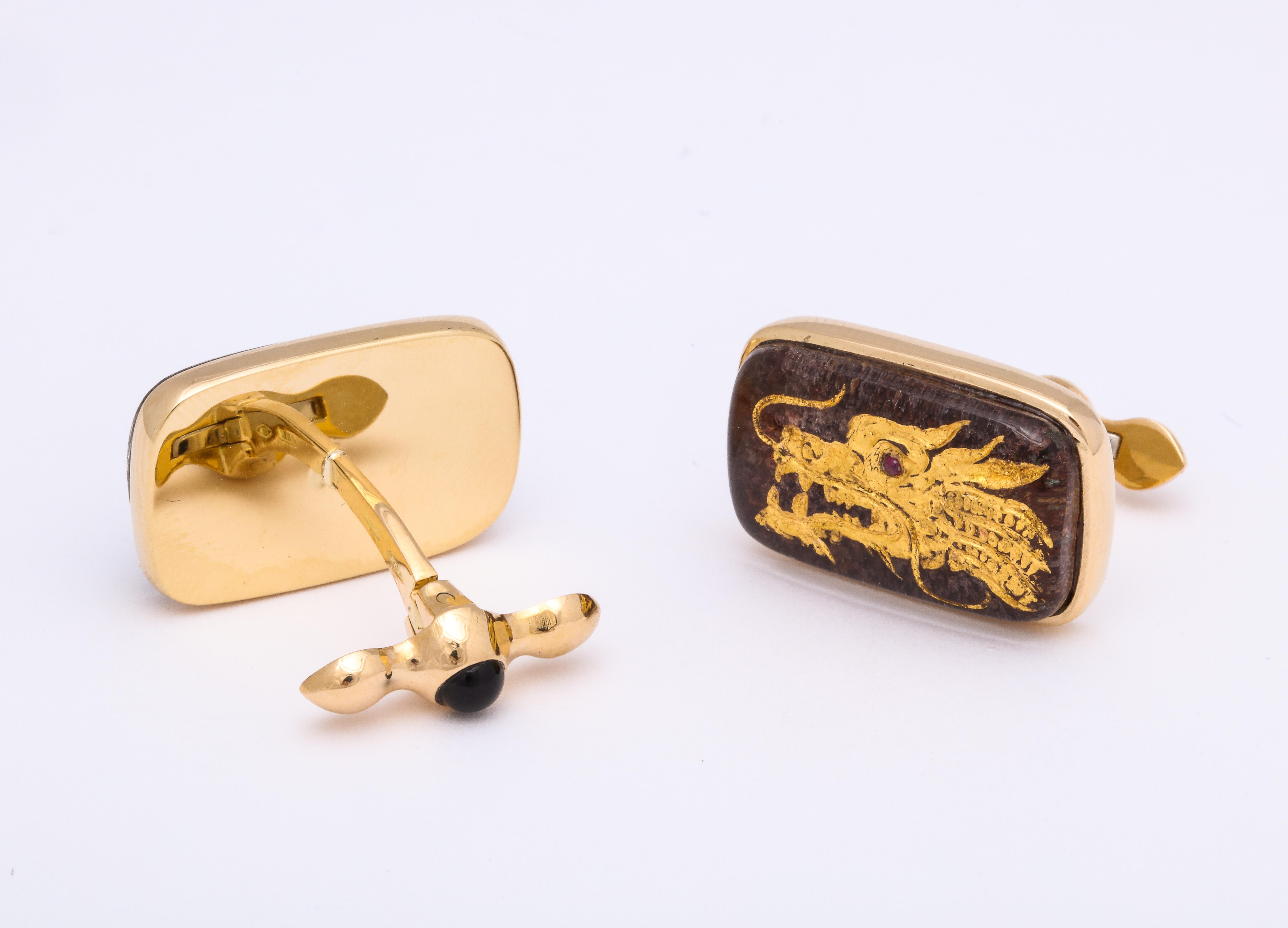 Women's or Men's Michael Kanners One of a Kind Dragon and Phoenix Cufflinks